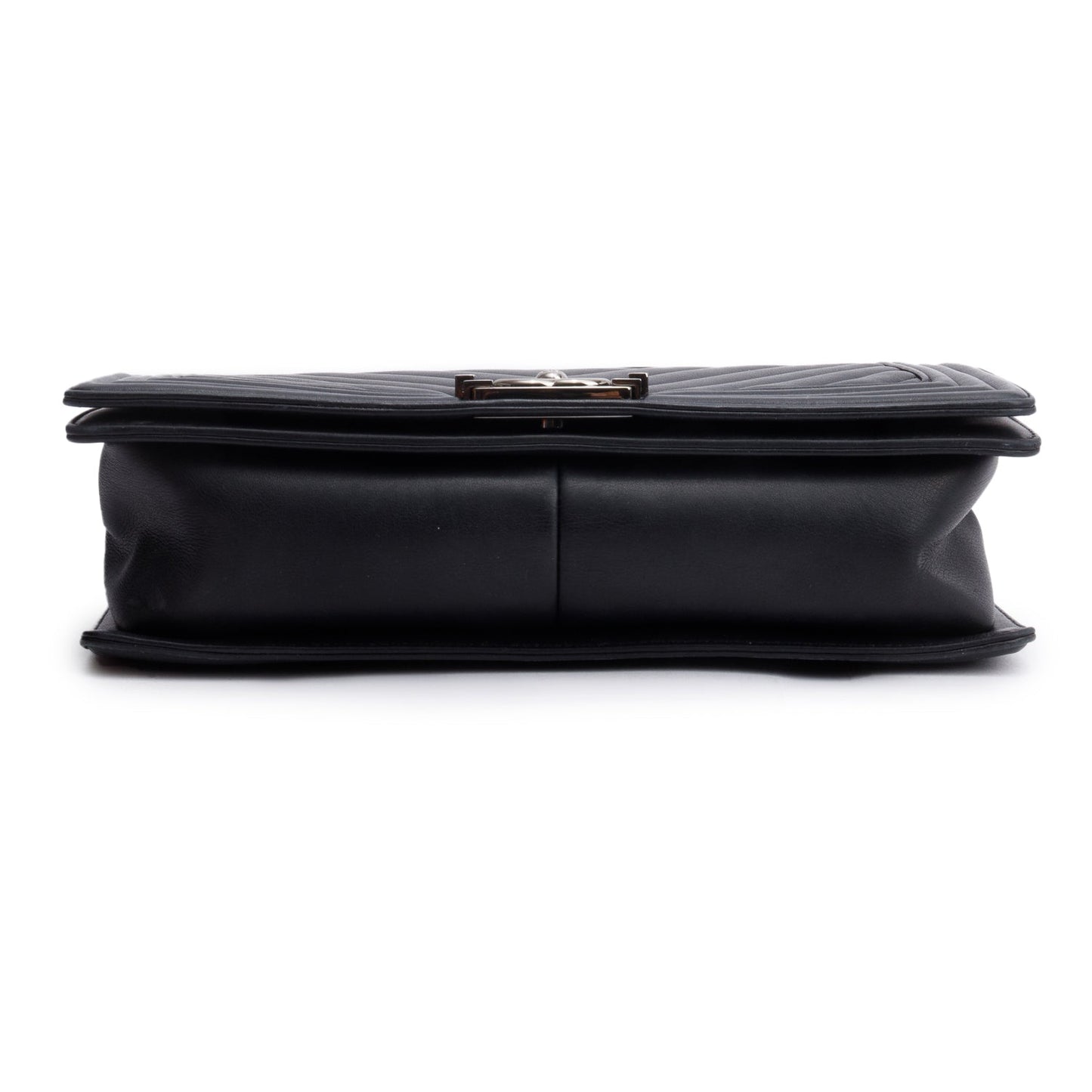 Chanel Black Chevron Quilted Lambskin Leather Large Boy Bag