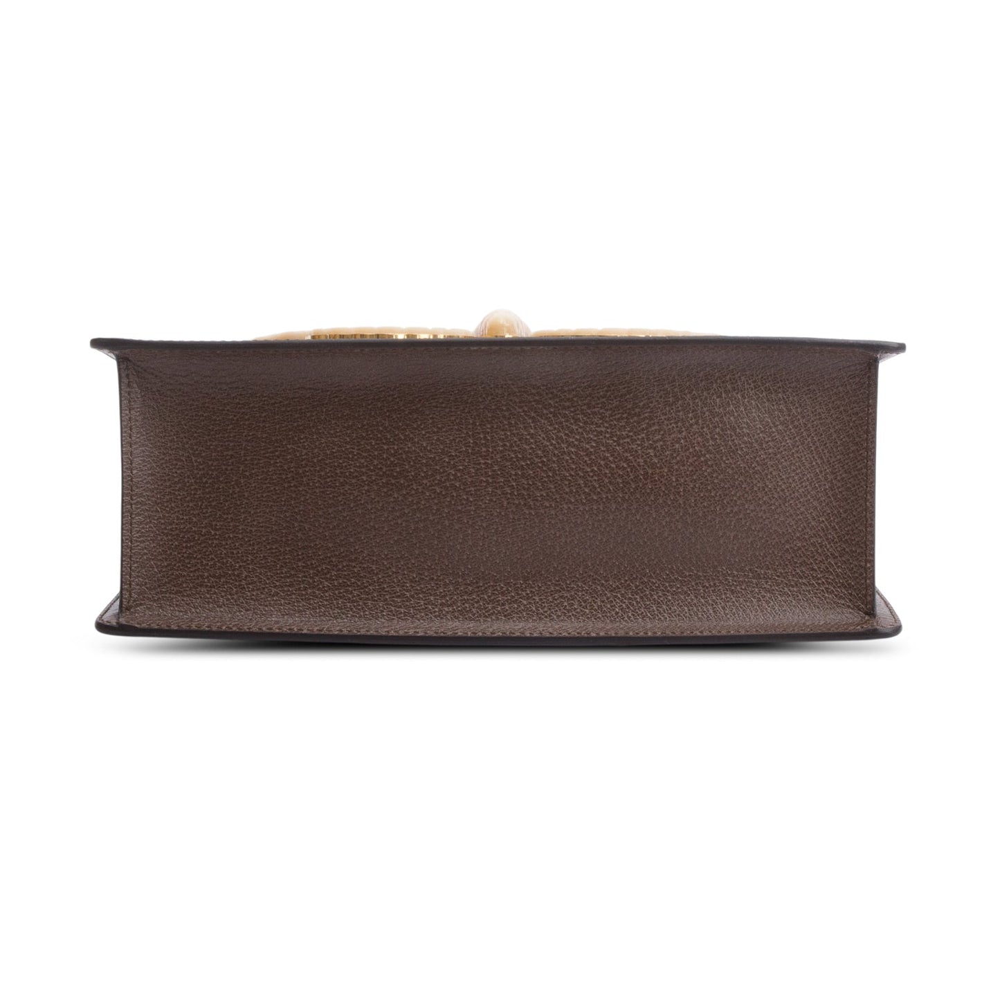 Gucci Brown Leather Mother of Pearl Felena Bamboo Medium Top Handle Bag