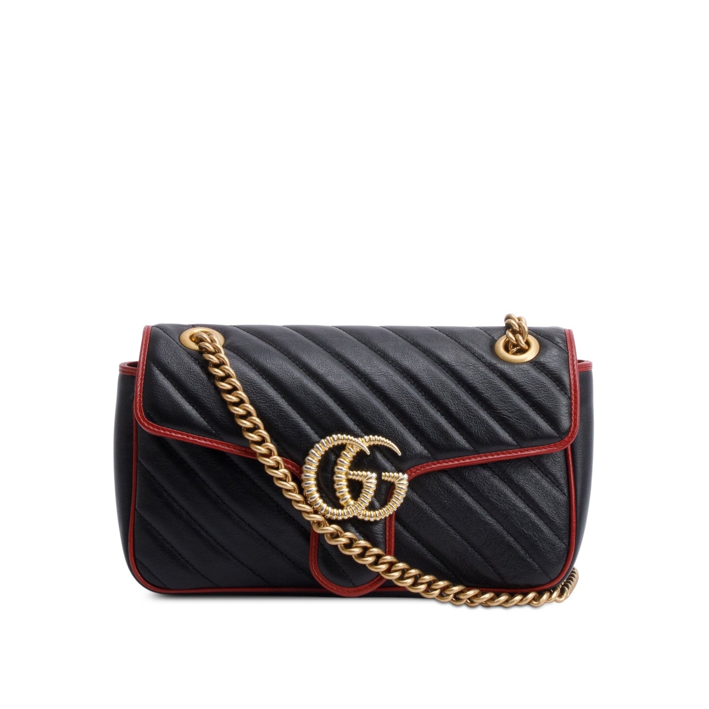 Gucci Black /Red GG Marmont Torchon Small Shoulder Bag