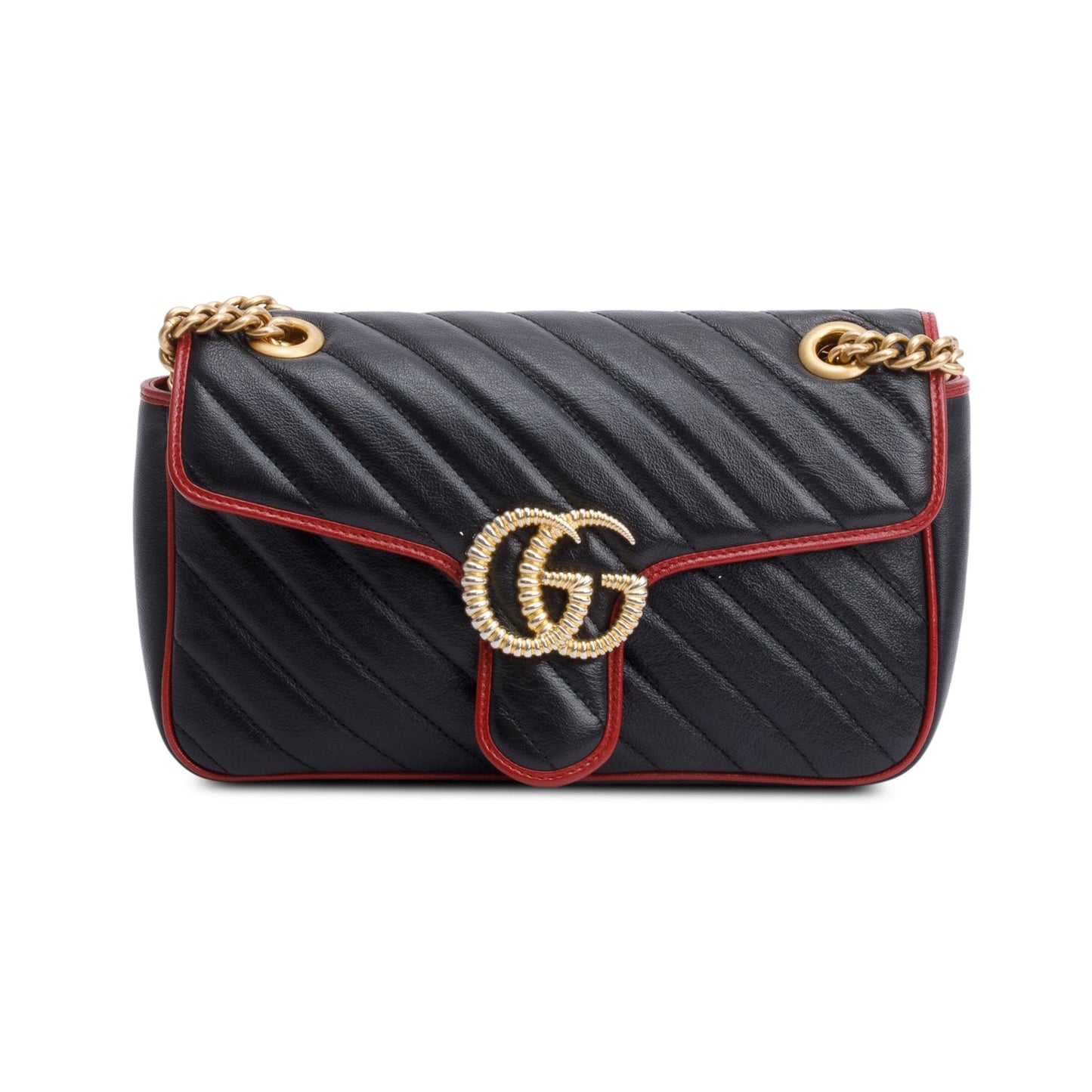 Gucci Black /Red GG Marmont Torchon Small Shoulder Bag