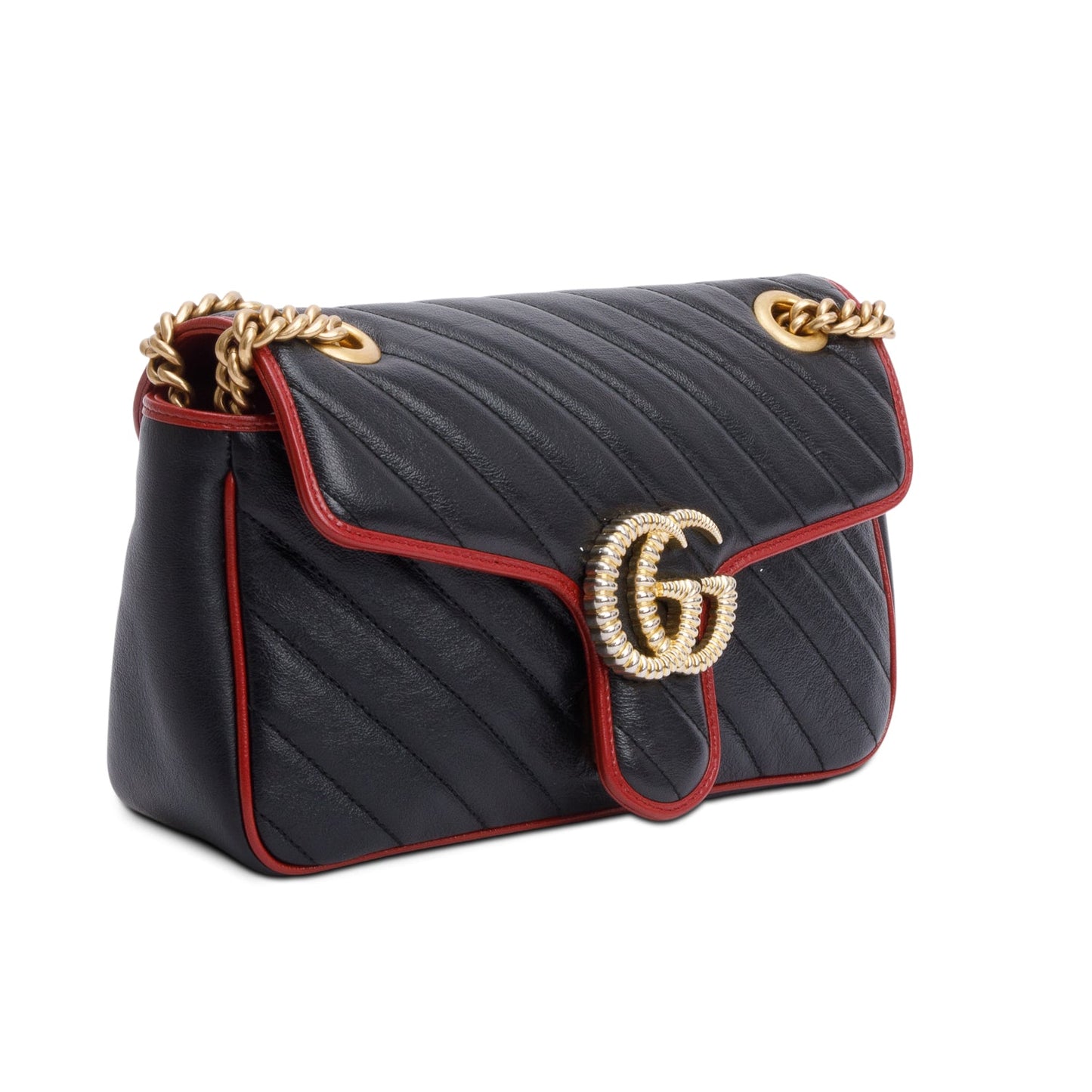 Gucci Black /Red GG Marmont Torchon Small Shoulder Bag