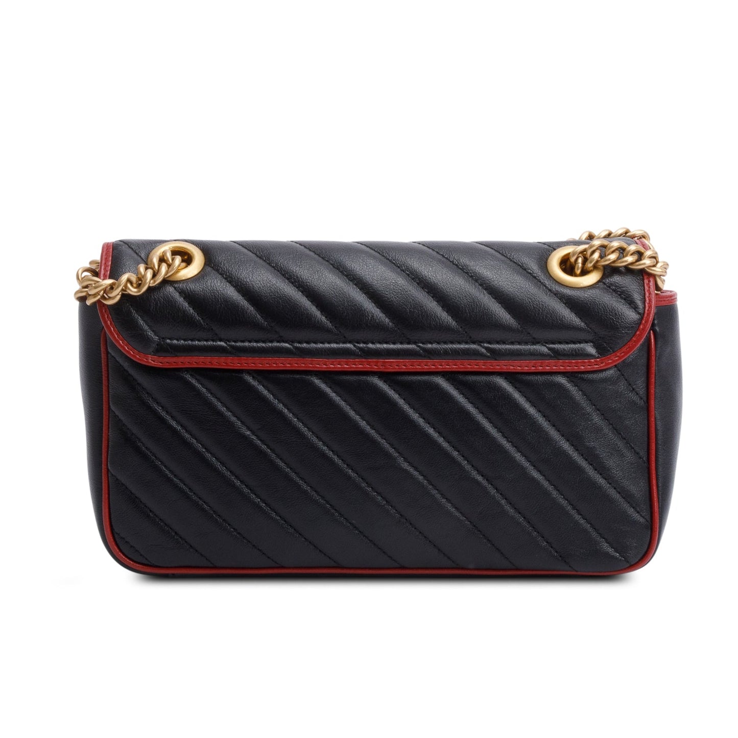 Gucci Black /Red GG Marmont Torchon Small Shoulder Bag