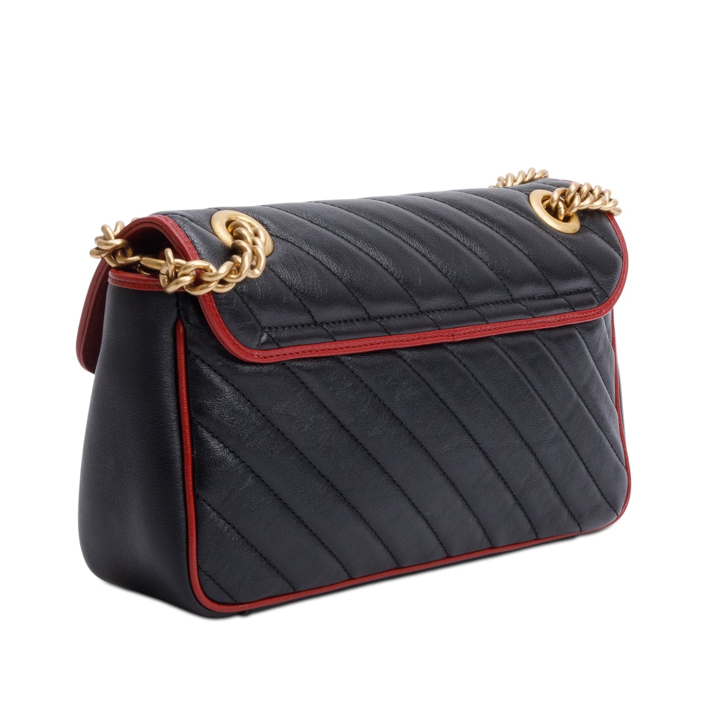 Gucci Black /Red GG Marmont Torchon Small Shoulder Bag