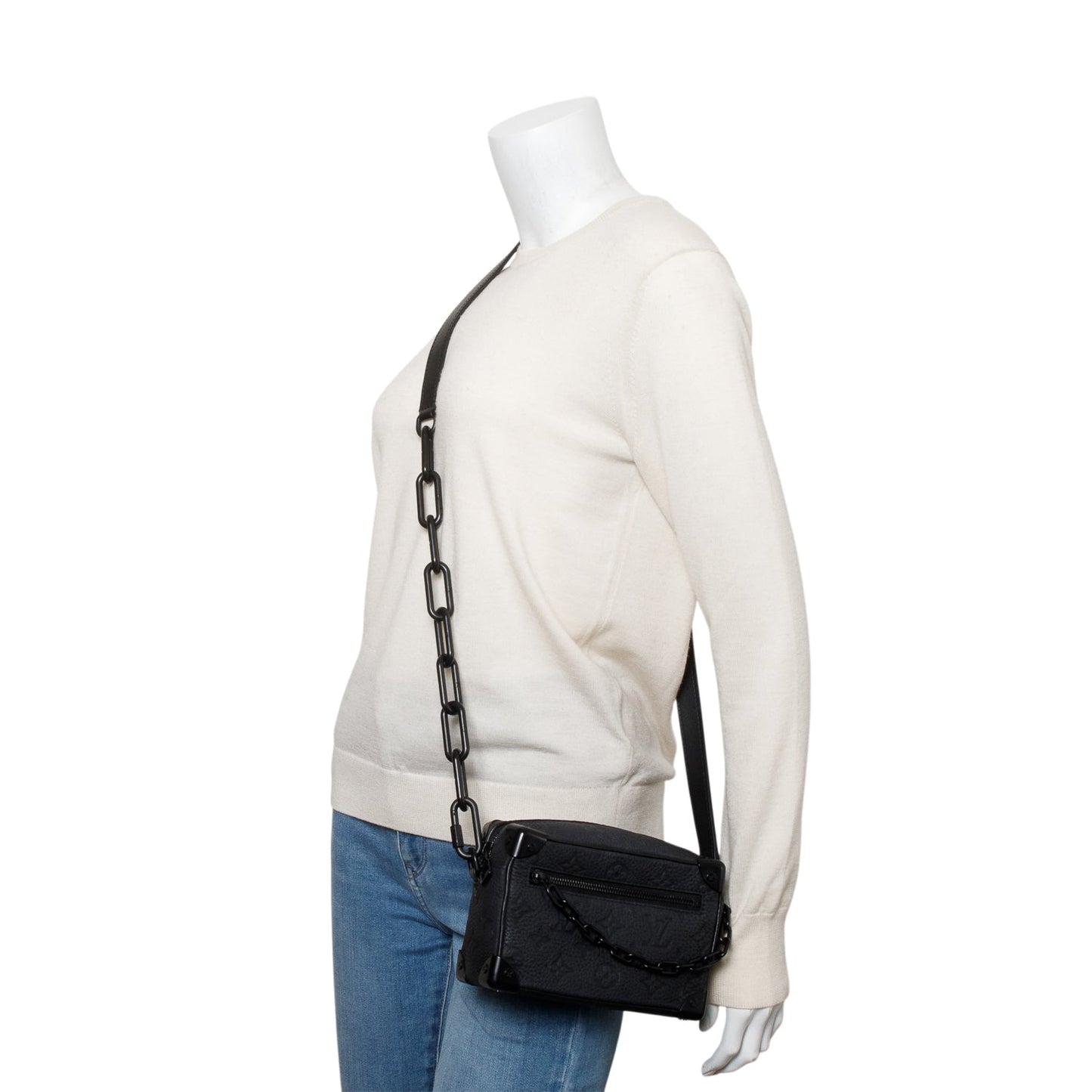 Louis Vuitton Black Monogram Embossed Taurillon Mini Soft Trunk Bag