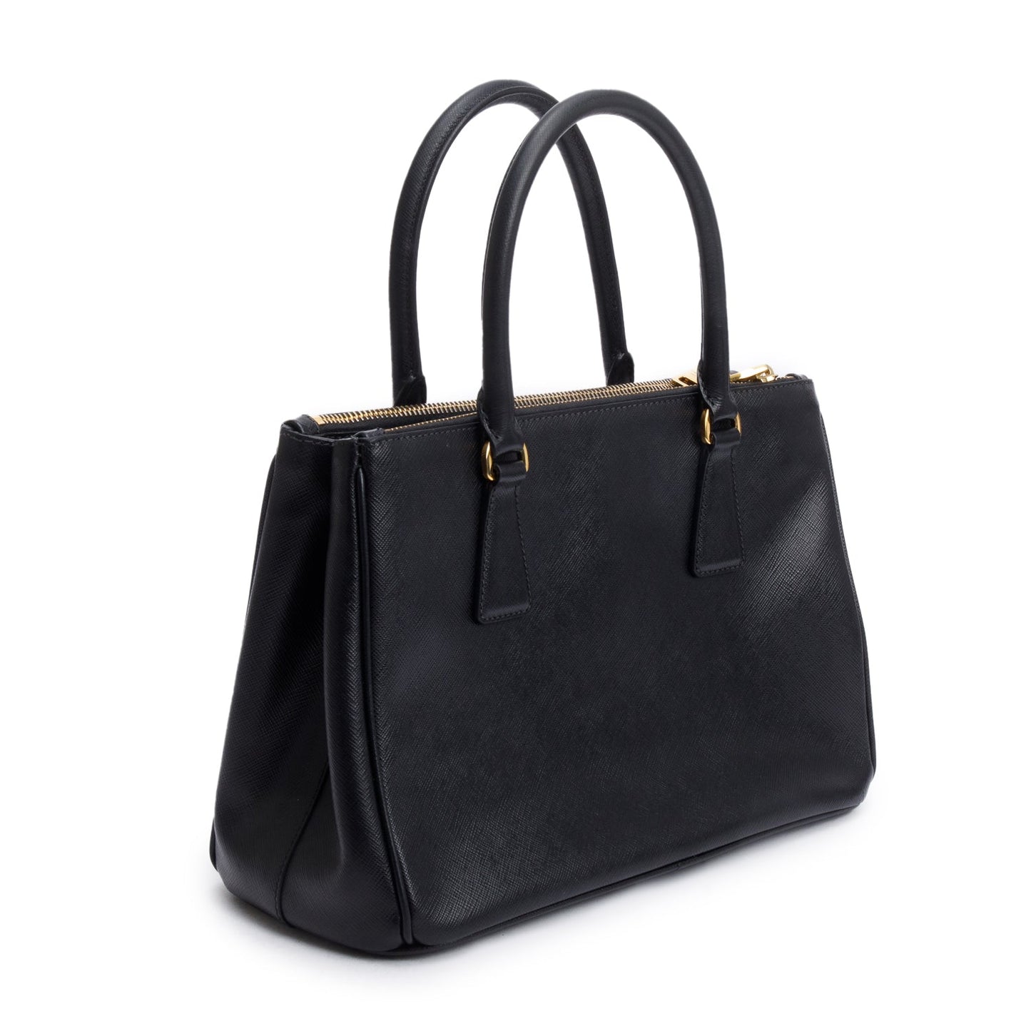 Prada Black Saffiano Leather Small Double Zip Galleria Tote