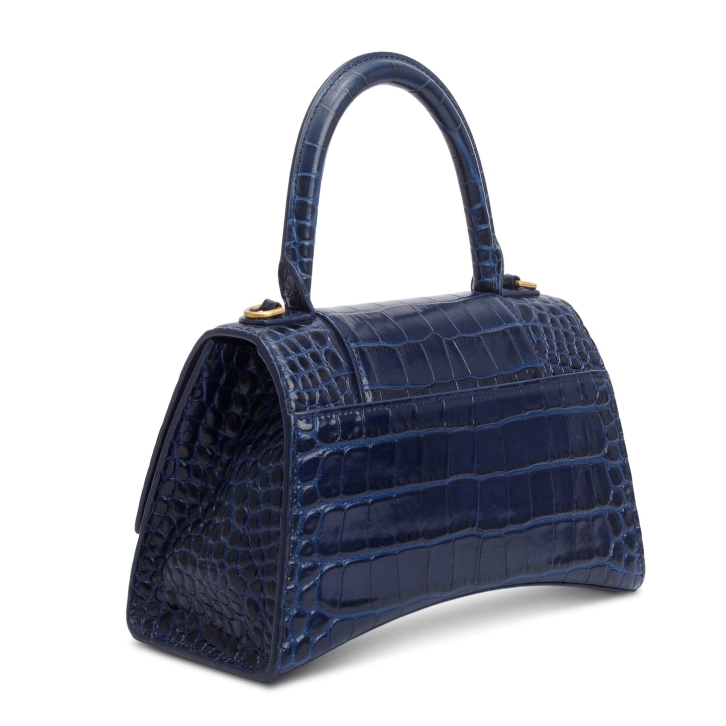 Balenciaga Blue Croc Embossed Leather Small Hourglass Top Handle Bag