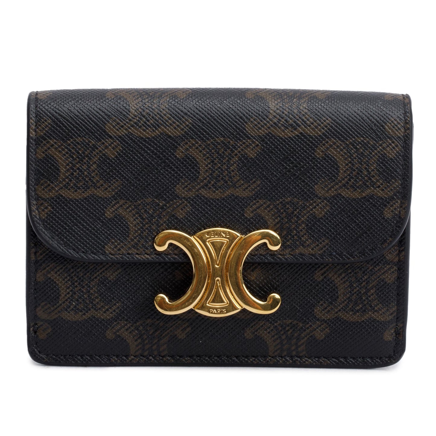 Celine 2023 Brown Triomphe Canvas Flap Card Holder