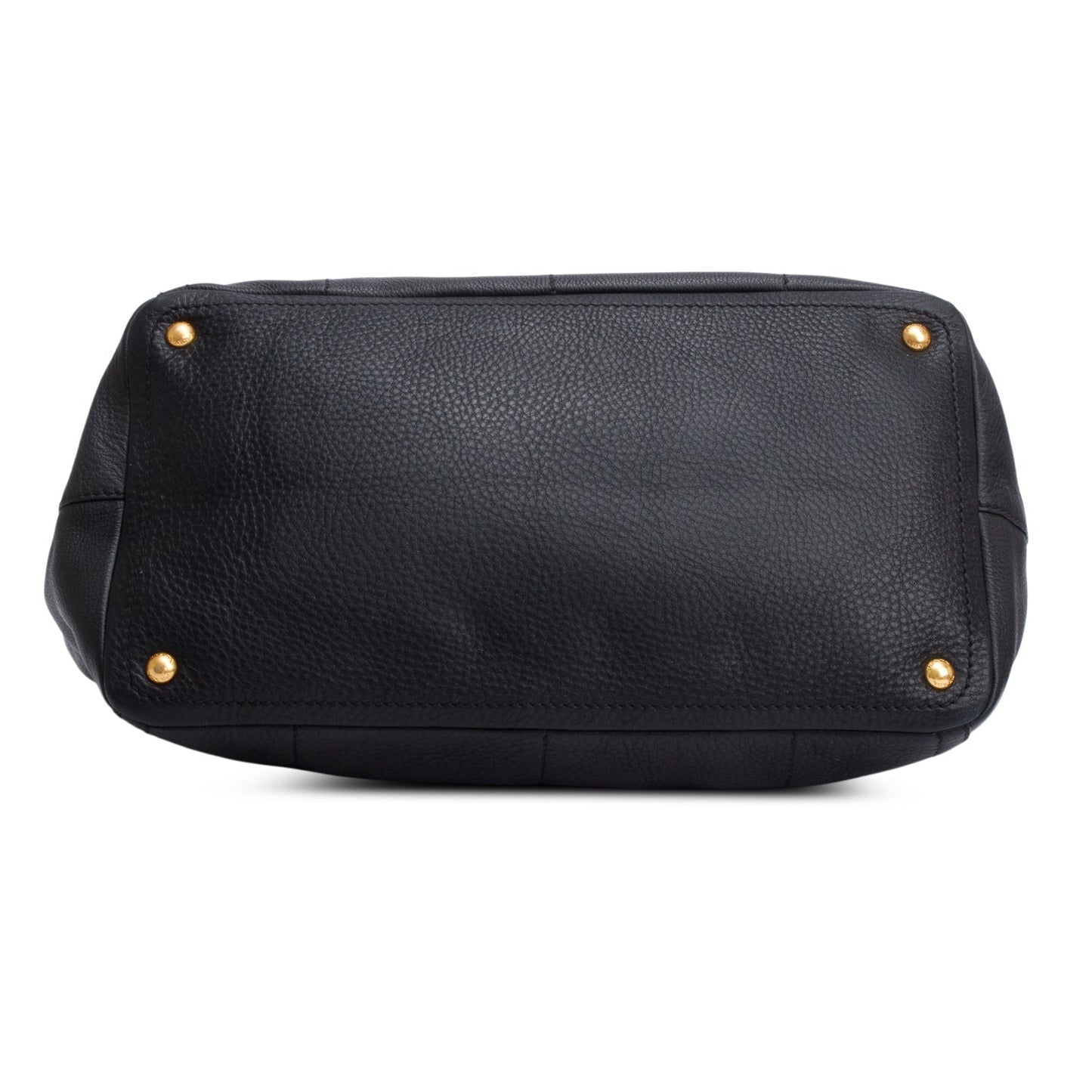 Prada Black Vitello Daino Leather Borsa Carniera Logo Frame Tote