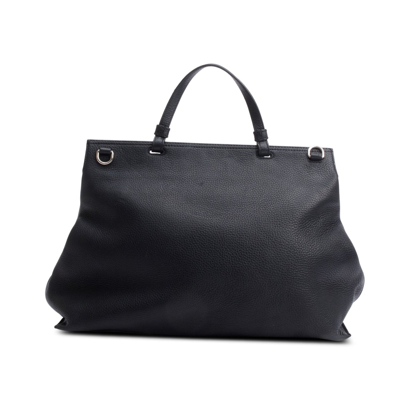 Gucci Black Calfskin Leather Large Bamboo Daily Top Handle Bag