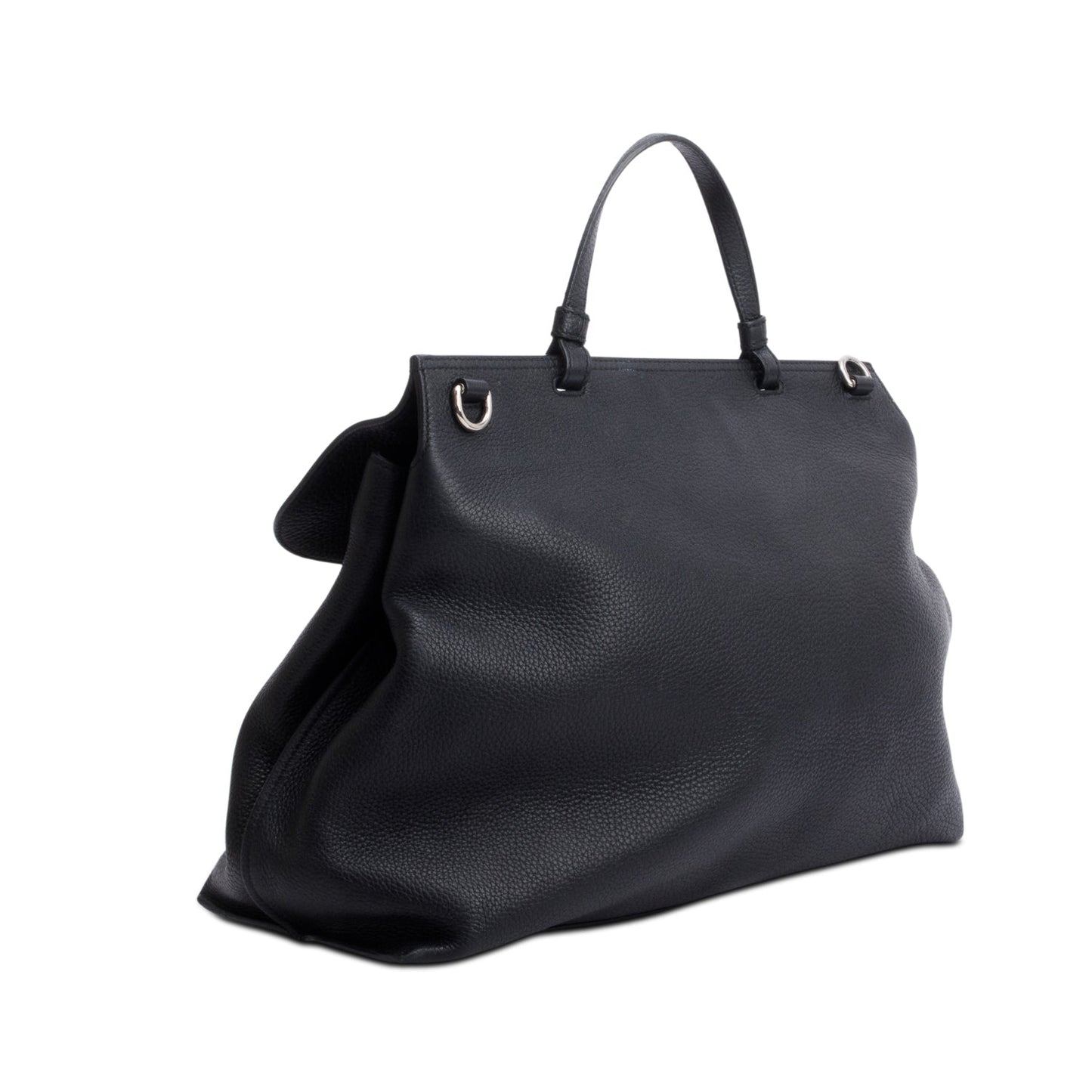 Gucci Black Calfskin Leather Large Bamboo Daily Top Handle Bag