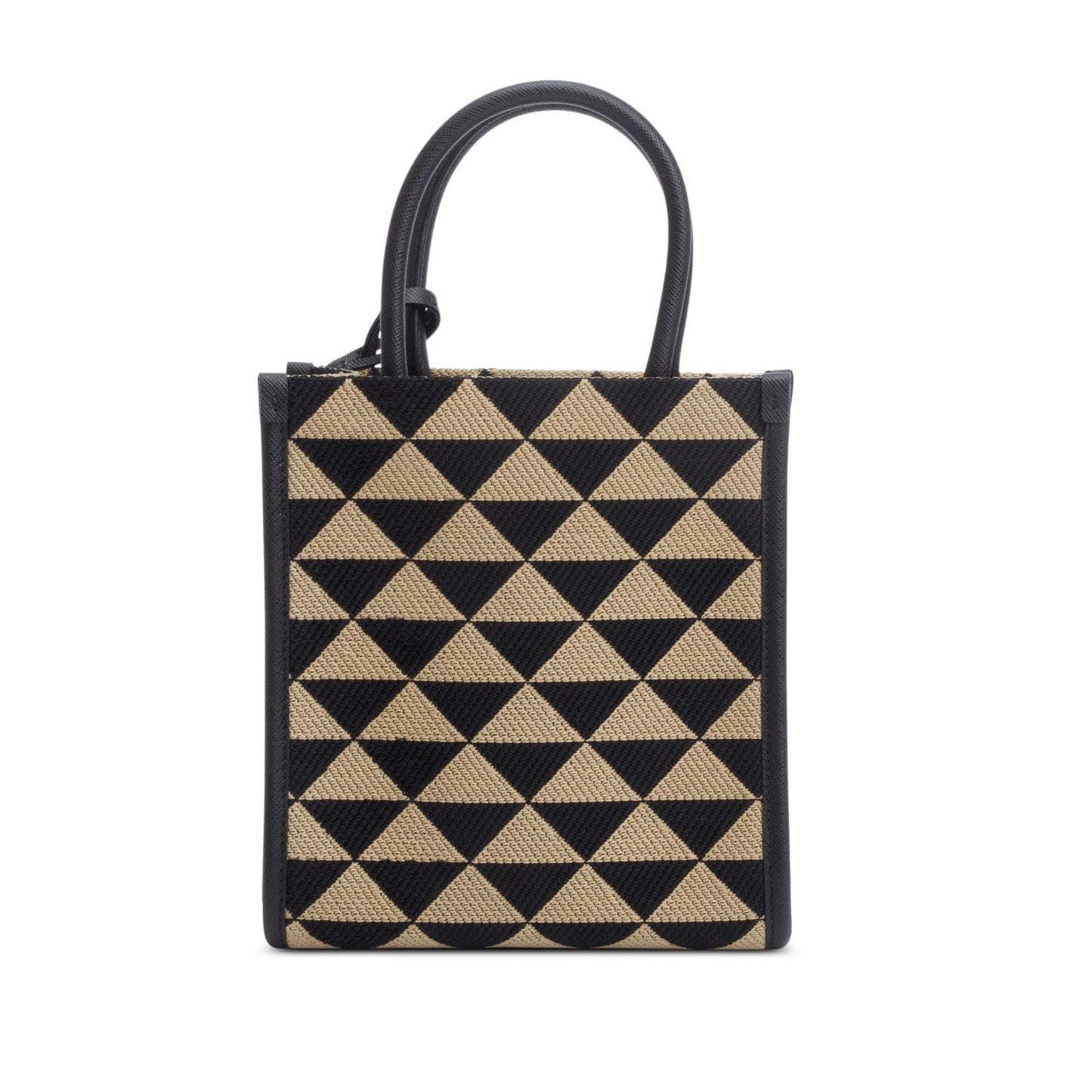Prada Beige/Black Embroidered Fabric Mini Symbole Bag