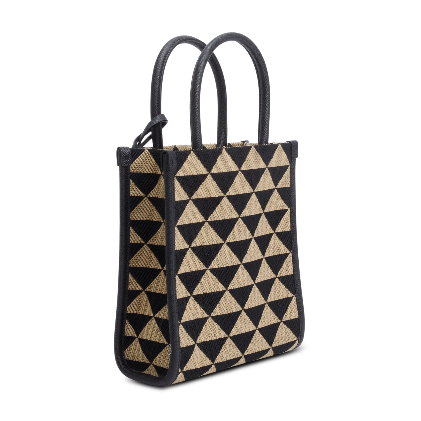 Prada Beige/Black Embroidered Fabric Mini Symbole Bag