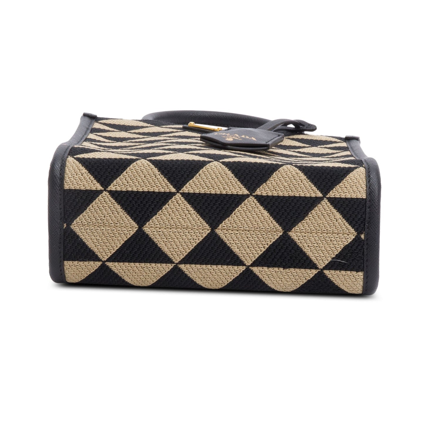 Prada Beige/Black Embroidered Fabric Mini Symbole Bag