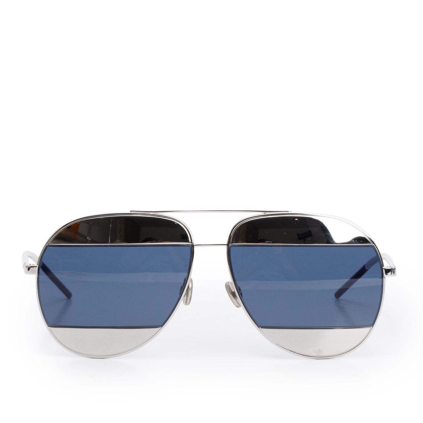 Christian Dior Silver-Tone Metal Frame DiorSplit 1 Aviator Sunglasses