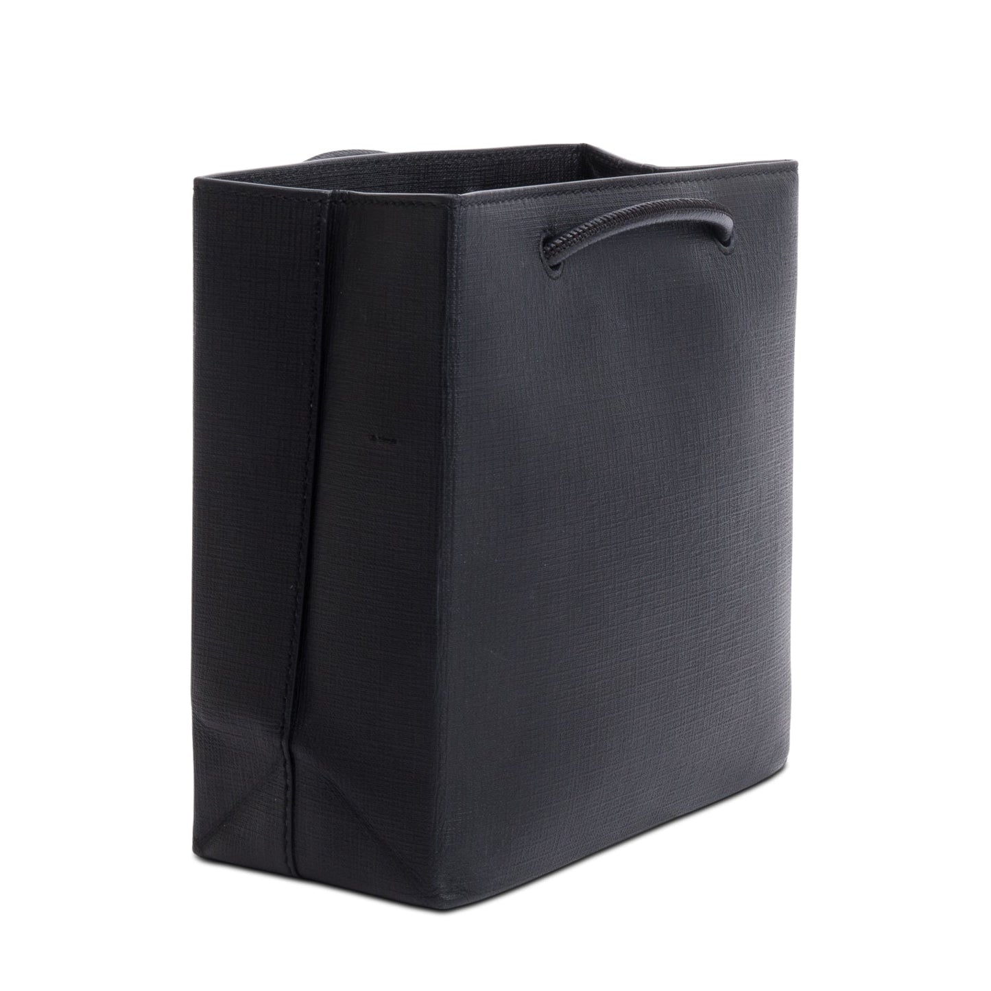 Balenciaga Black Calfskin Leather XXS Logo Leather Shopping Tote