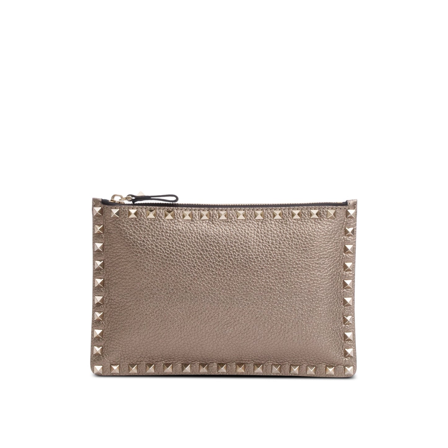 Valentino Metallic Gold Calfskin Leather Small Rockstud Clutch
