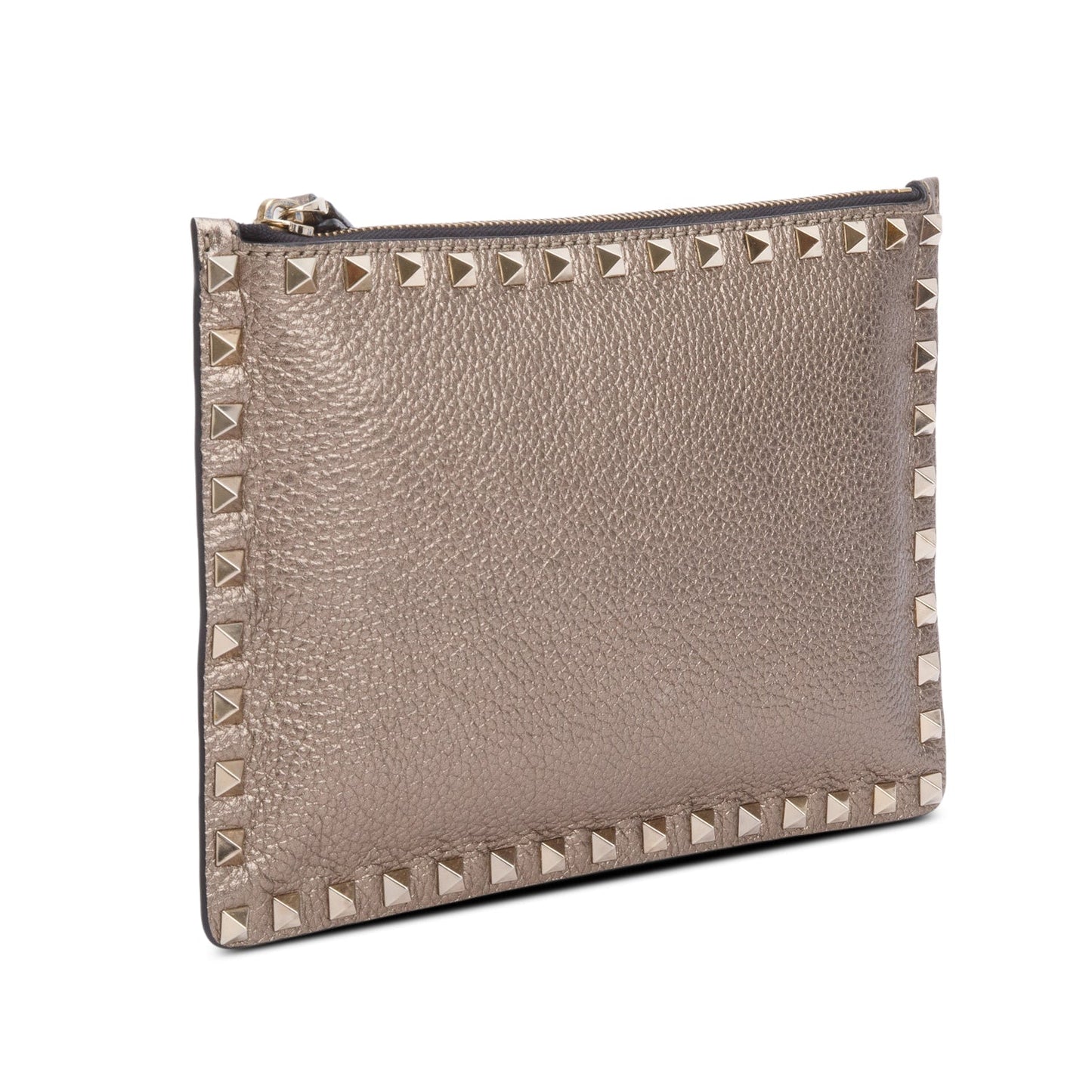Valentino Metallic Gold Calfskin Leather Small Rockstud Clutch