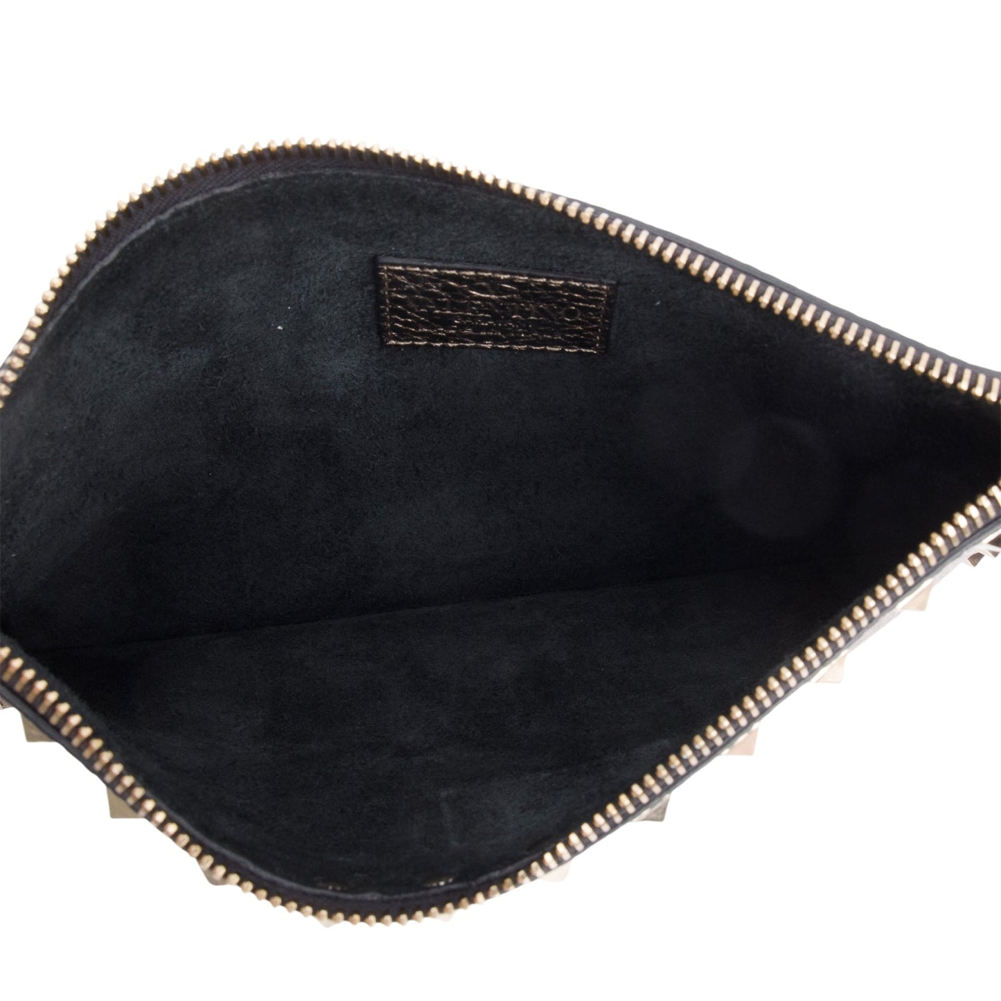 Valentino Metallic Gold Calfskin Leather Small Rockstud Clutch