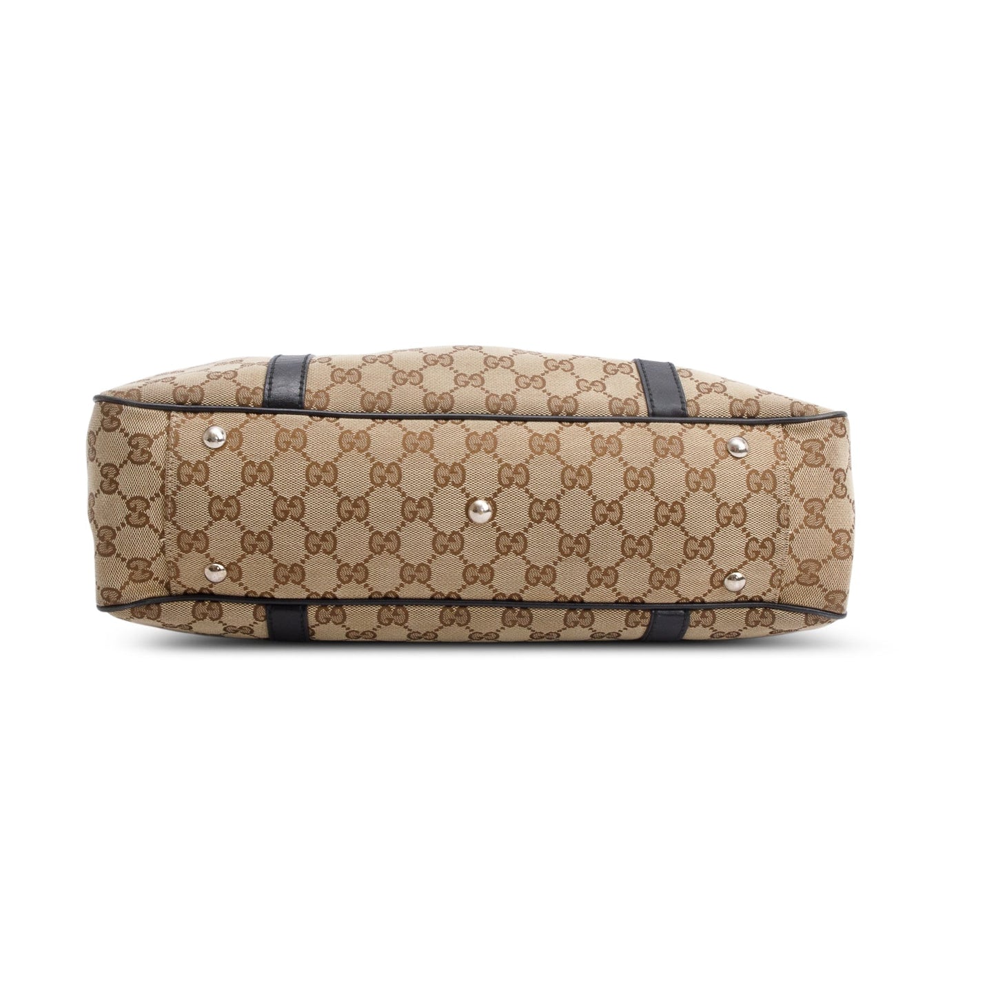 Gucci Brown Leather Trim GG Canvas Medium Twin Tote