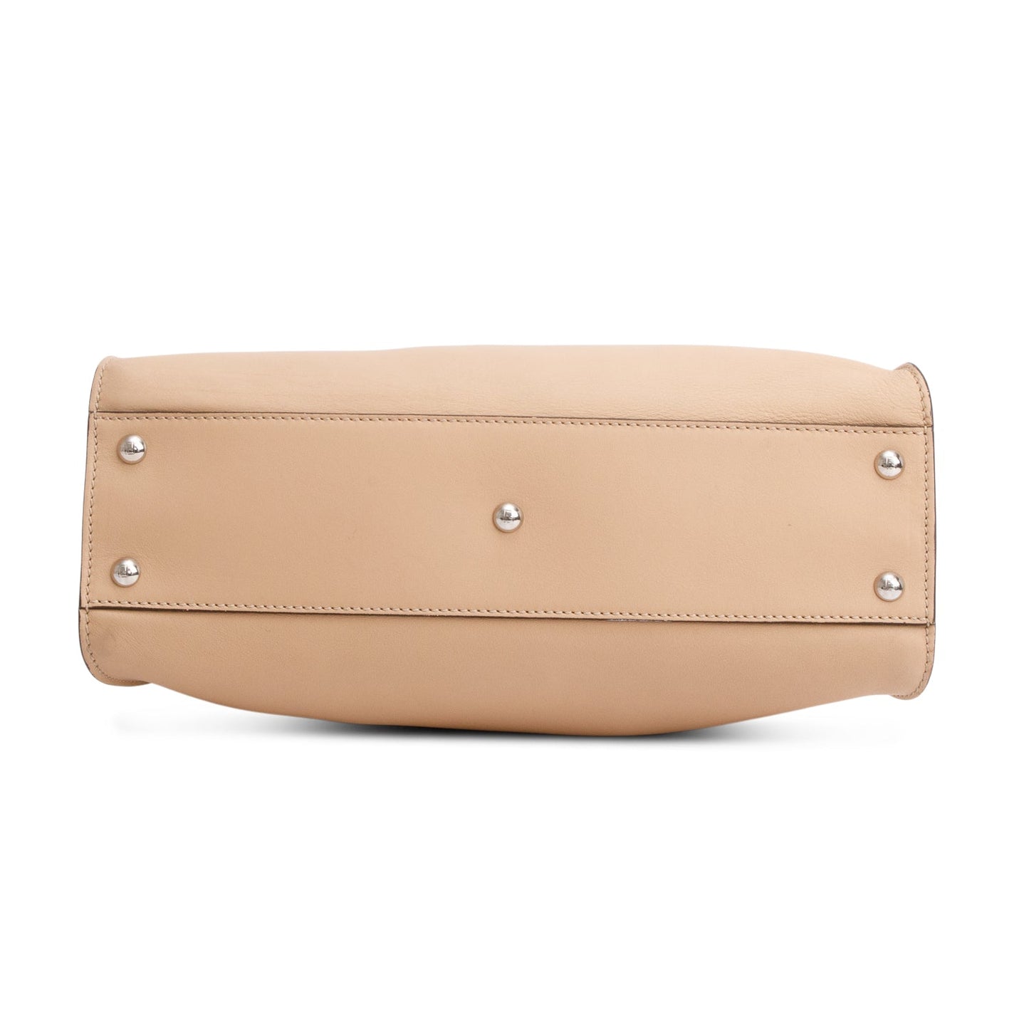 Fendi Beige Calfskin Leather Medium Peekaboo Blue Ribbon Bag