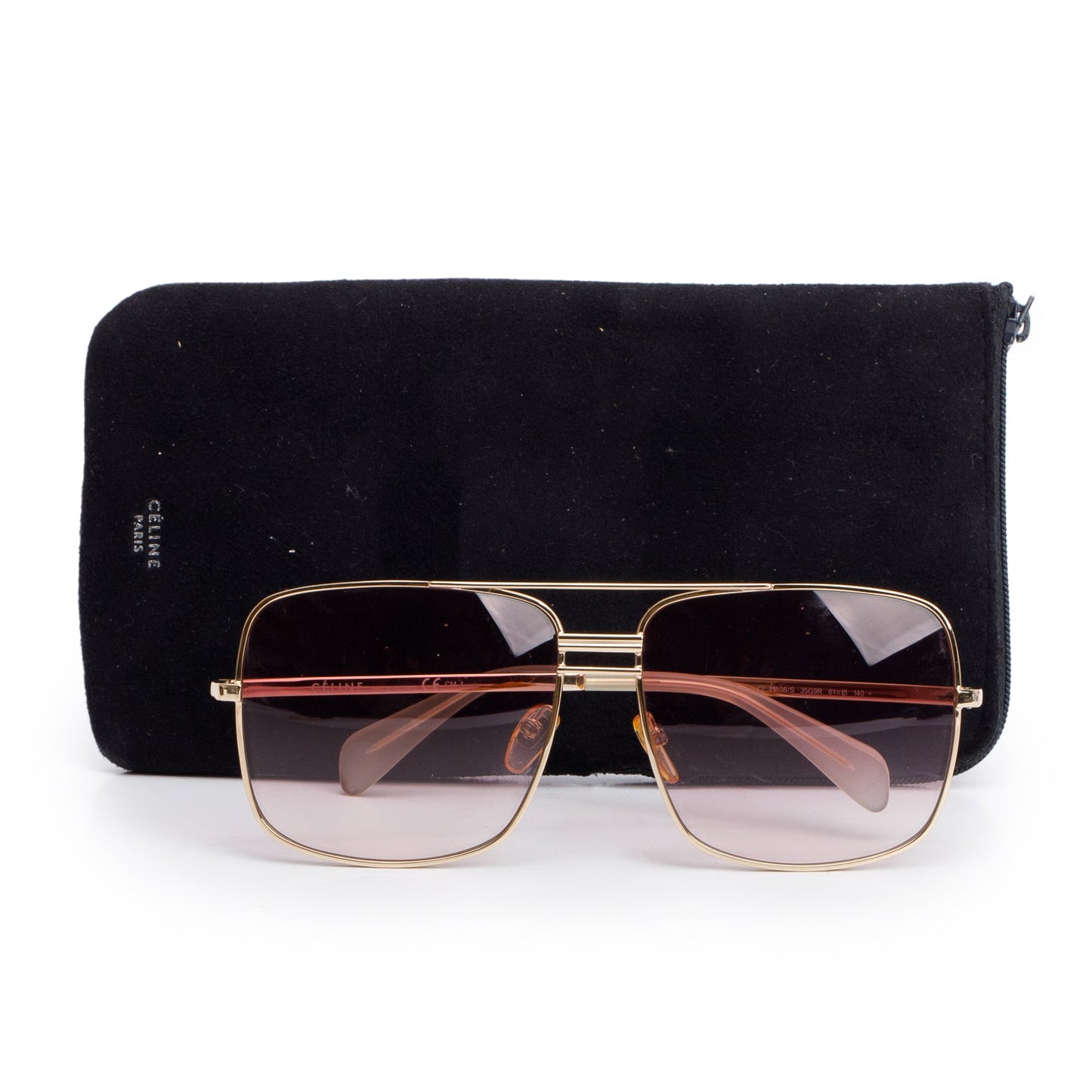 Celine CL41808/S Gold Tone Metal Square Aviator Sunglasses