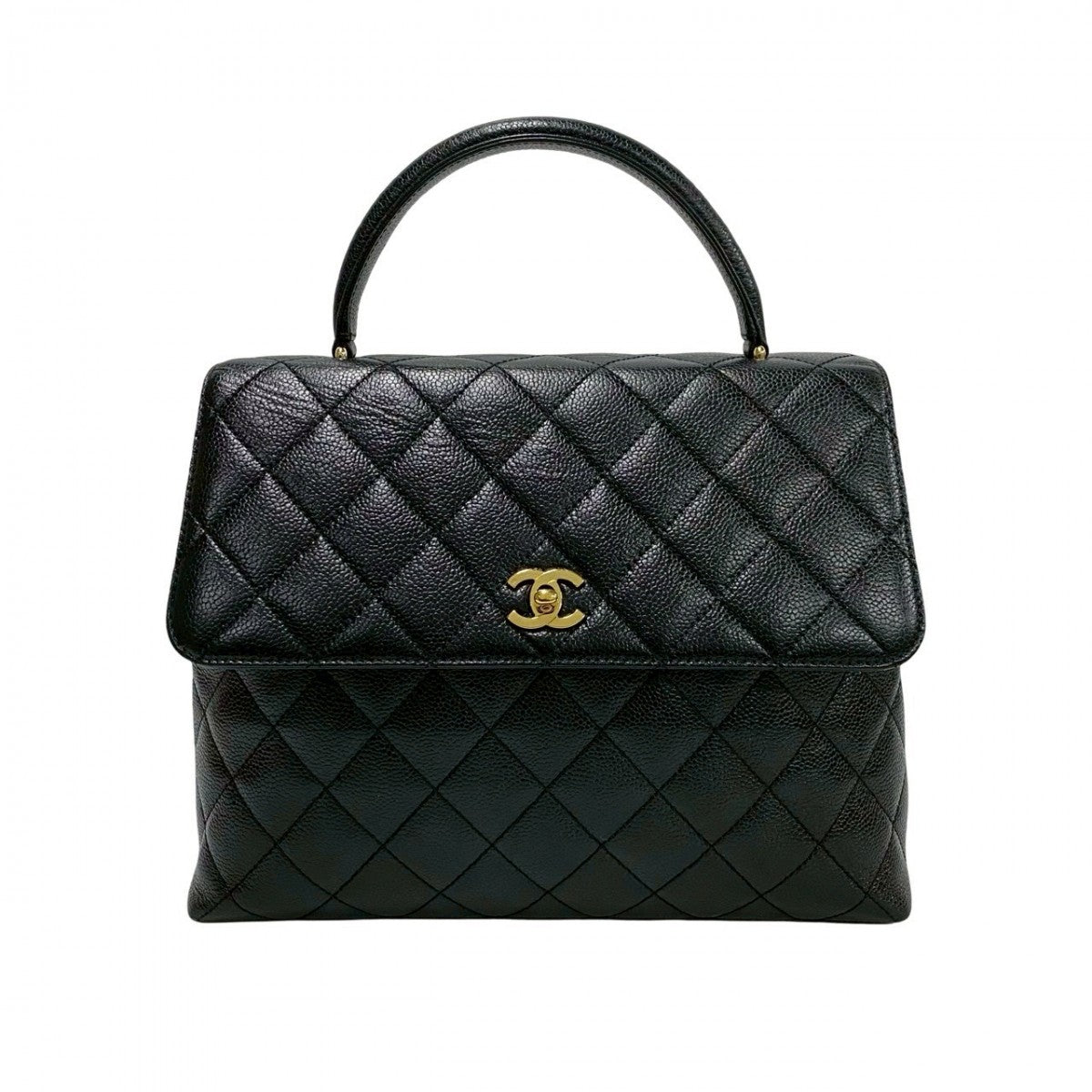 CHANEL Handbag Matt caviar skin black COCO Mark Matrasse Women