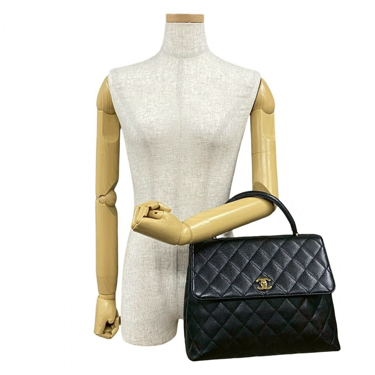 CHANEL Handbag Matt caviar skin black COCO Mark Matrasse Women