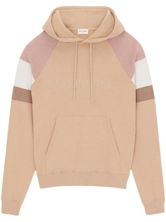 Luxury Saint Laurent Trending 2025 Front Logo Cotton Hoodie Beige