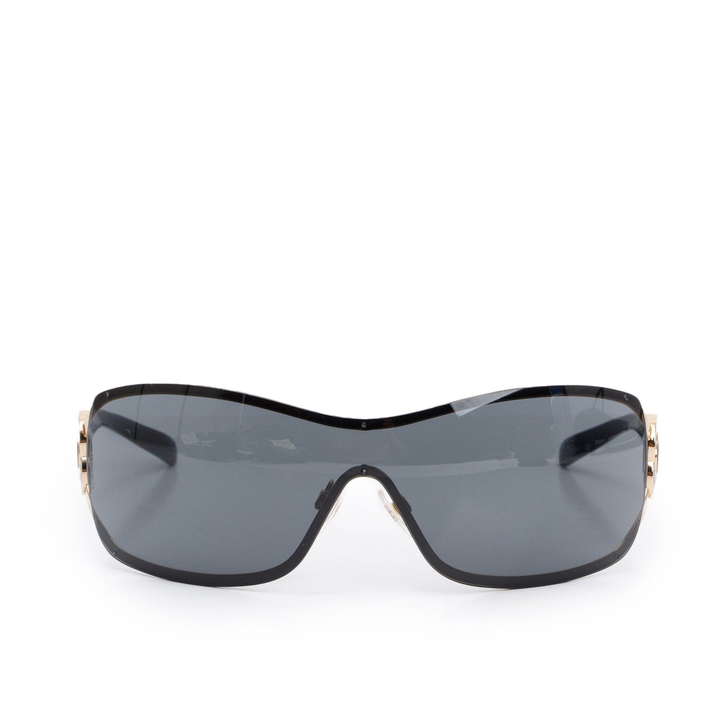 Chanel 4164 Black Acetate Enamel Camellia Shield Sunglasses