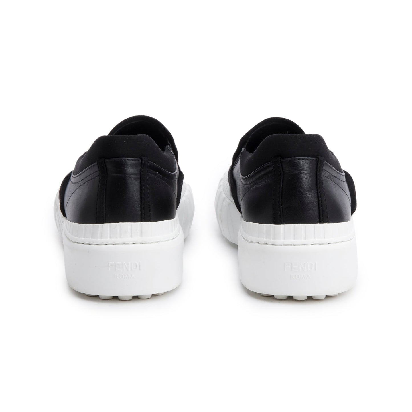 Fendi Black Zucca FF Logo Canvas  Leather Sneakers, Men's Size 10