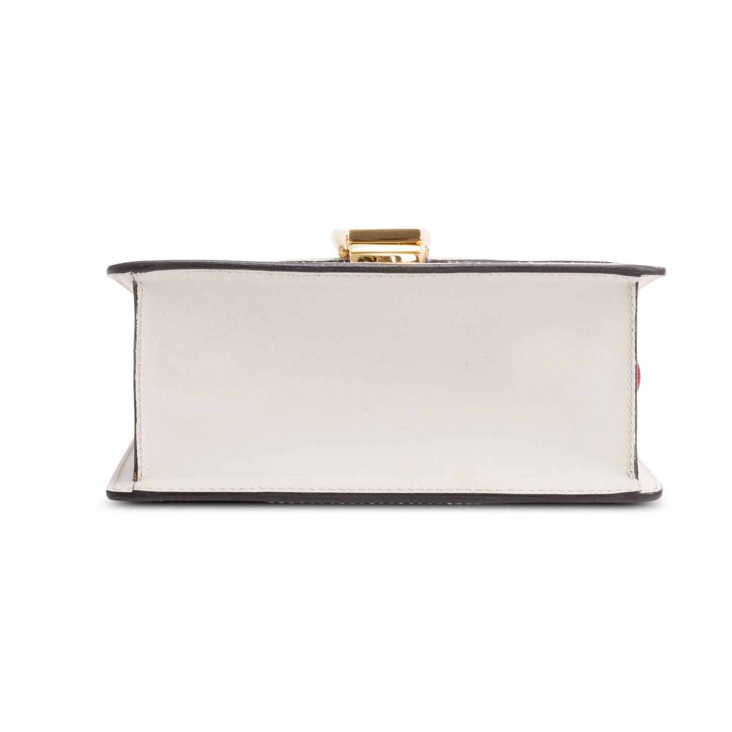 Gucci White Calfskin Leather Web Mini Sylvie Chain Shoulder Bag