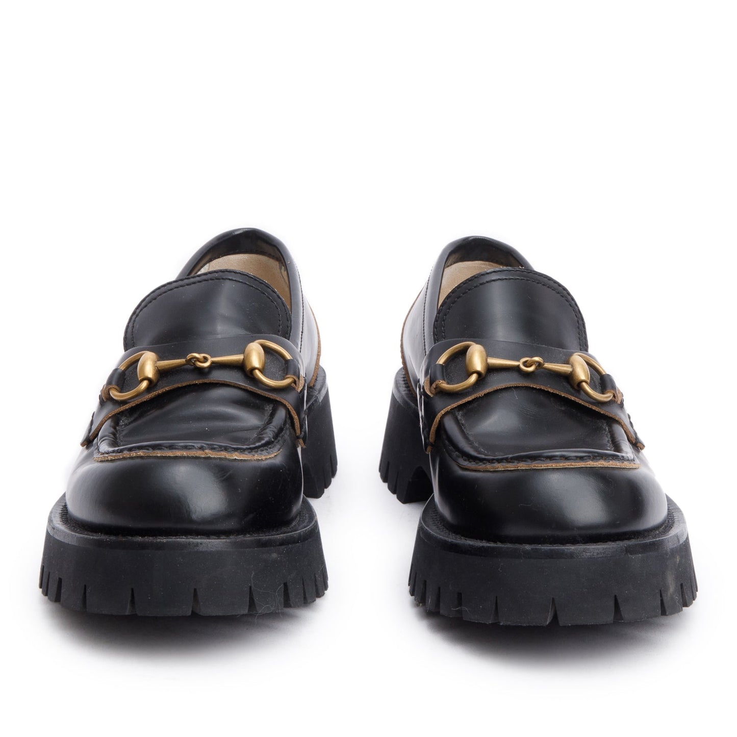 Gucci Black Horsebit Lug Sole Loafers, Size 37