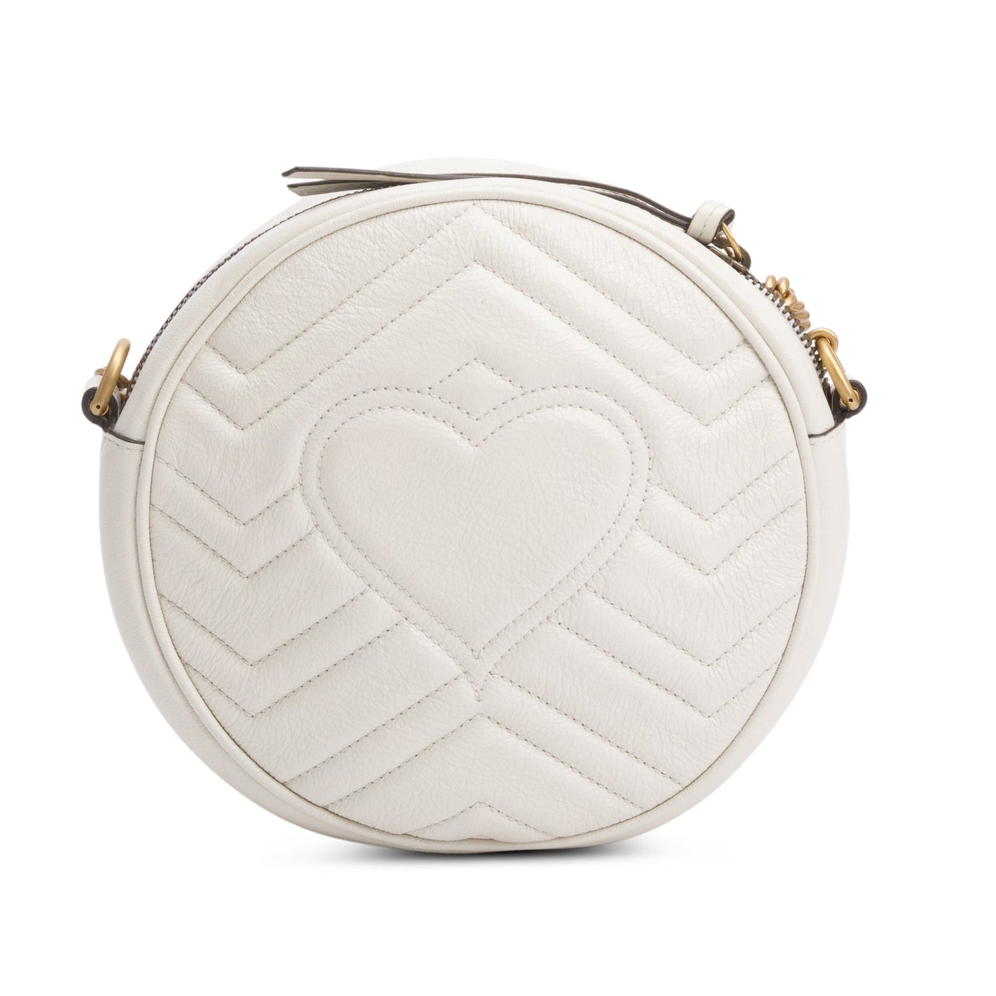 Gucci White GG Marmont Matelasse Leather Mini Round Shoulder Bag