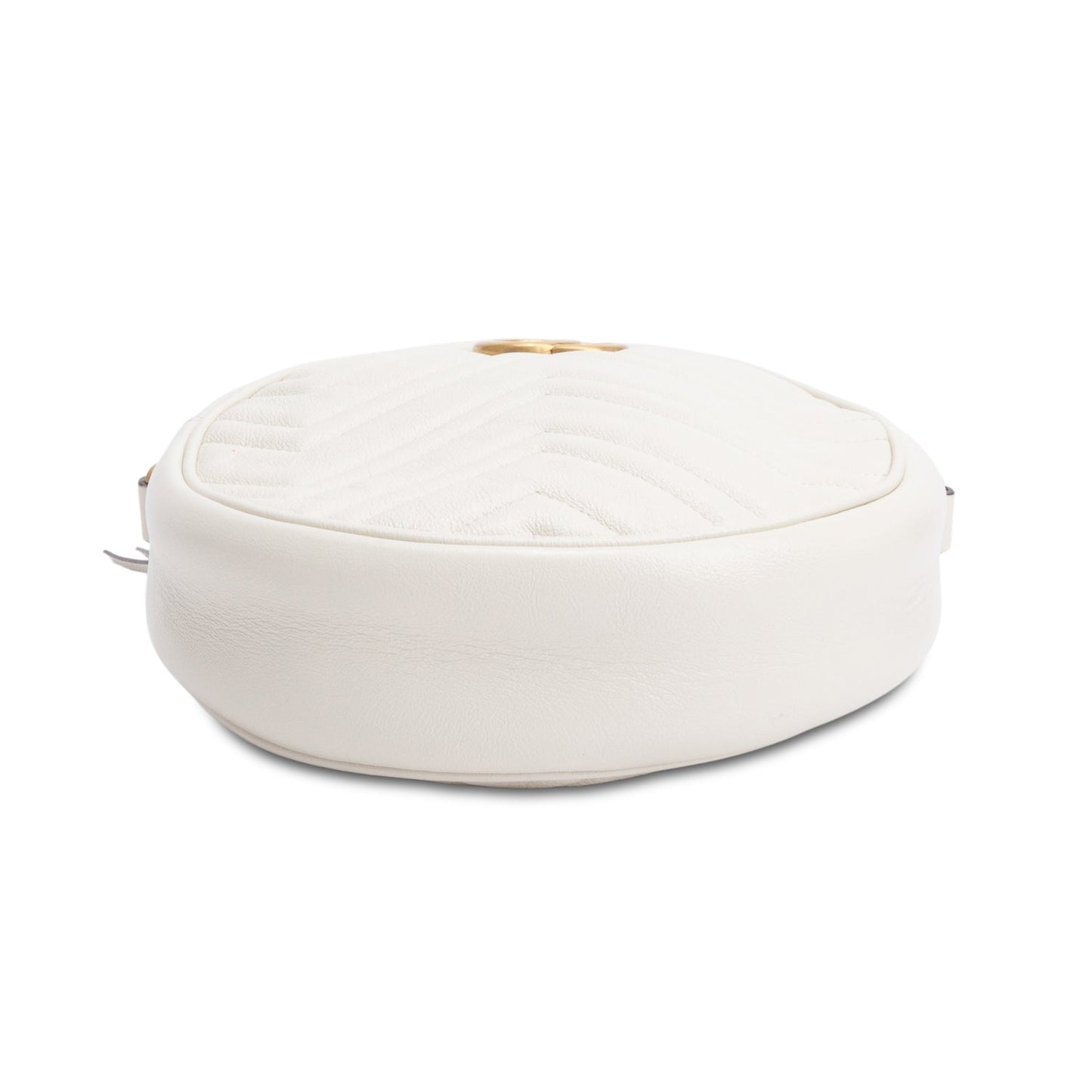 Gucci White GG Marmont Matelasse Leather Mini Round Shoulder Bag