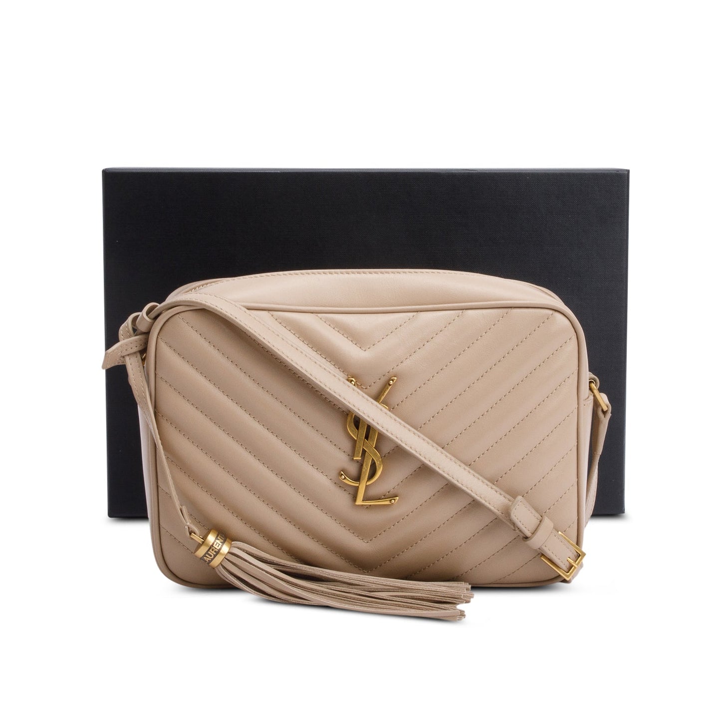 Saint Laurent Beige Quilted Leather Lou Camera Bag