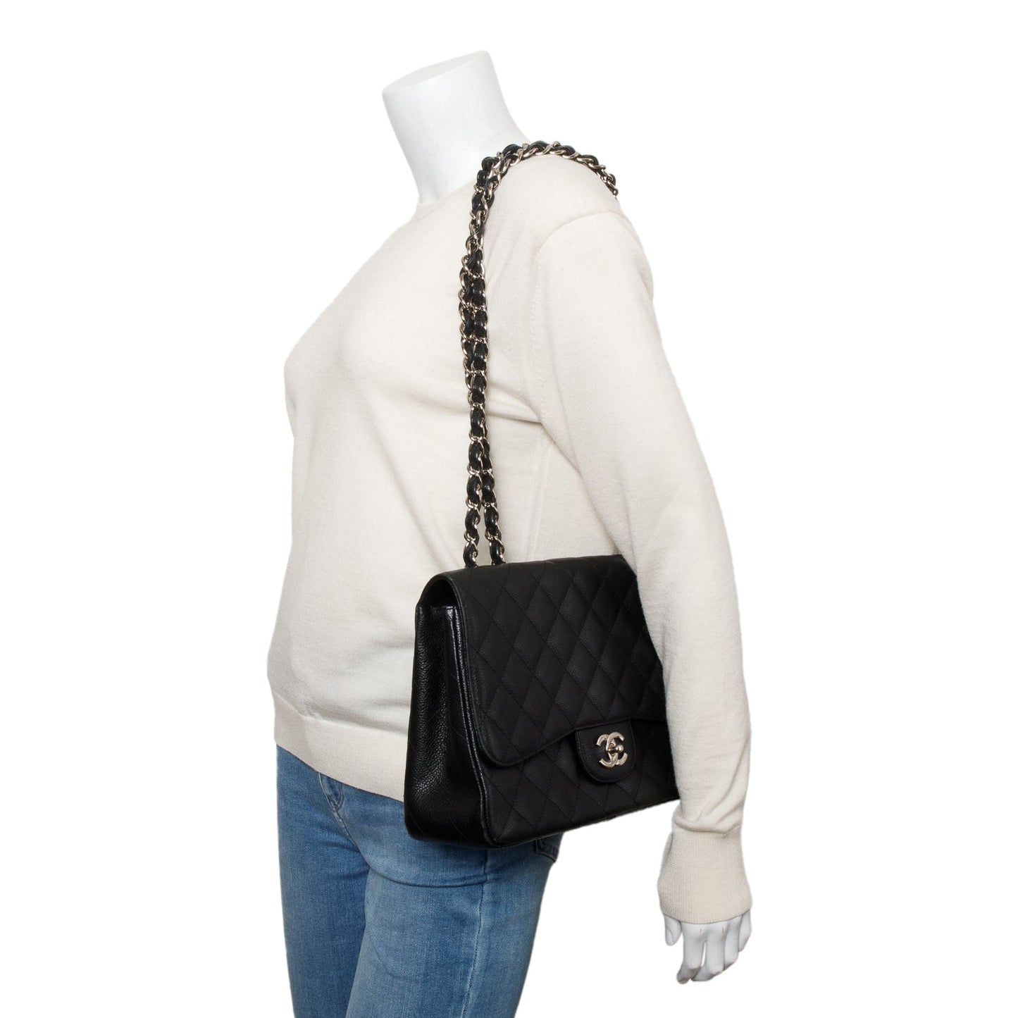 Chanel Black Caviar Classic Jumbo Single Flap Bag