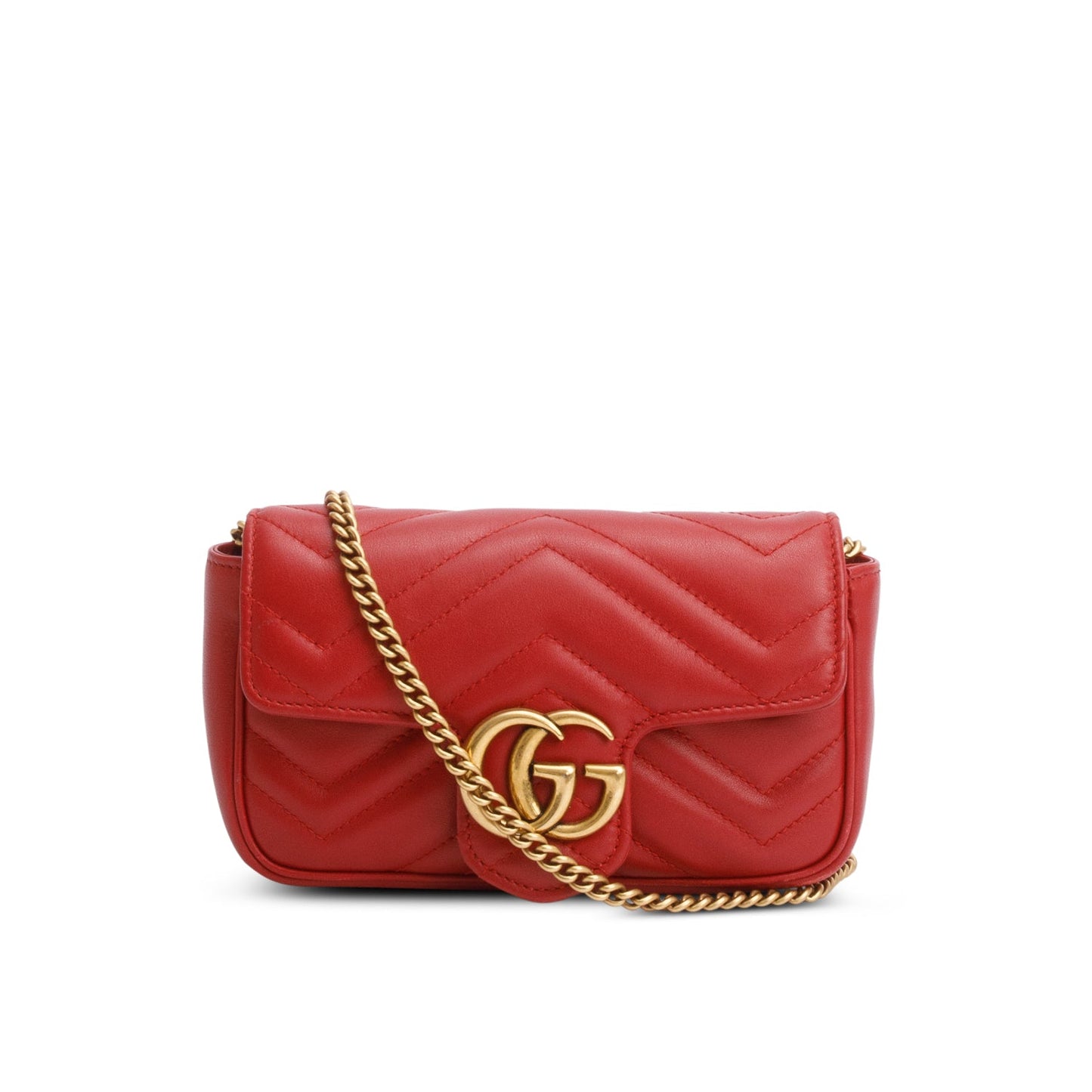 Gucci Red GG Marmont Matelasse Leather Super Mini Bag
