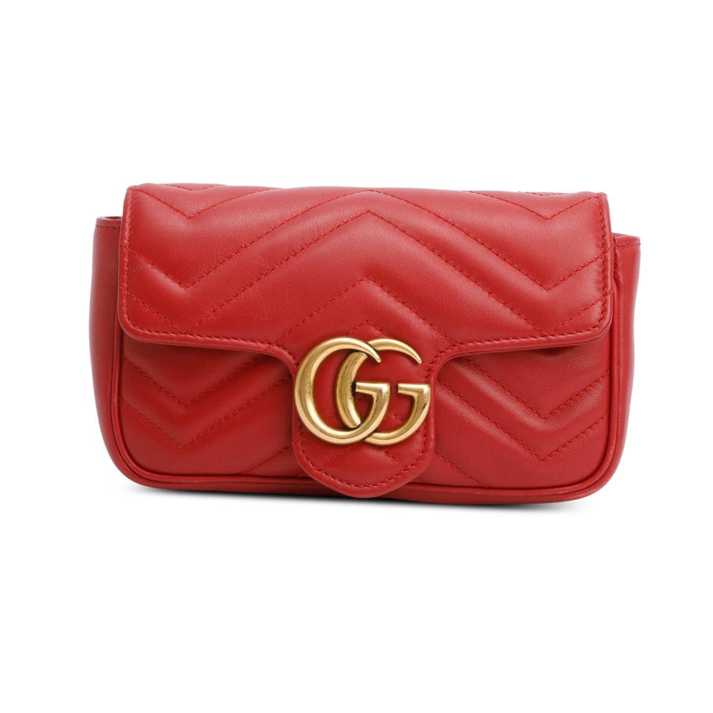 Gucci Red GG Marmont Matelasse Leather Super Mini Bag