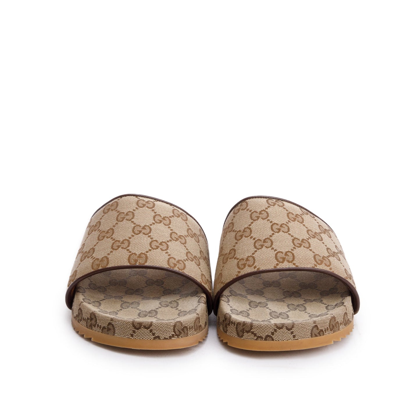 Gucci Beige GG Monogram Granada Kid Canvas Slides, Size 8