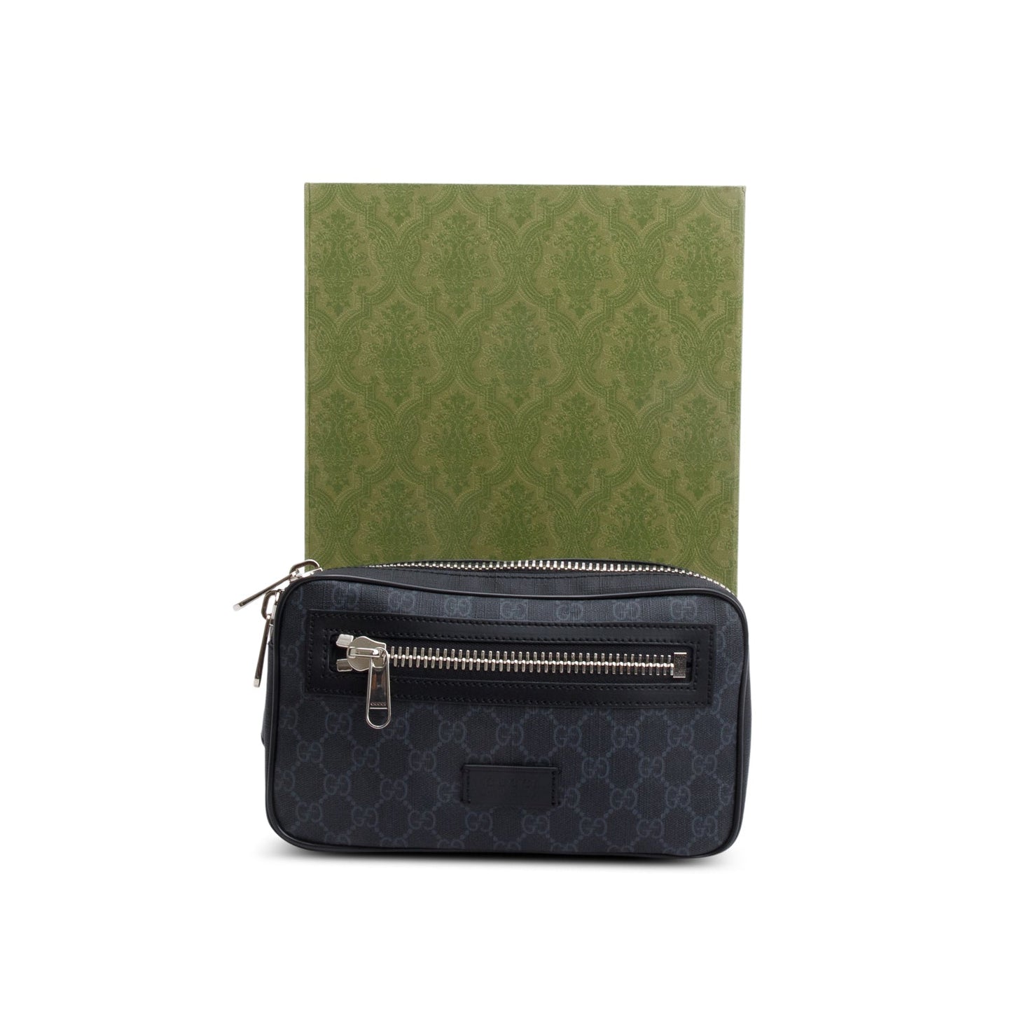 Gucci Black GG Supreme Belt Bag with Zip Pocket
