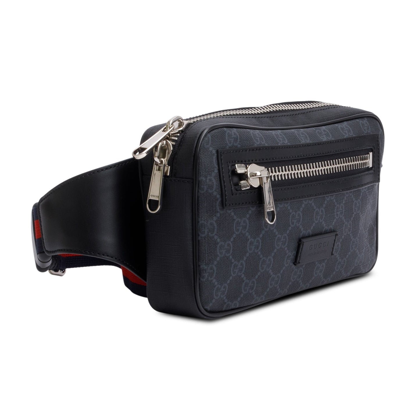 Gucci Black GG Supreme Belt Bag with Zip Pocket