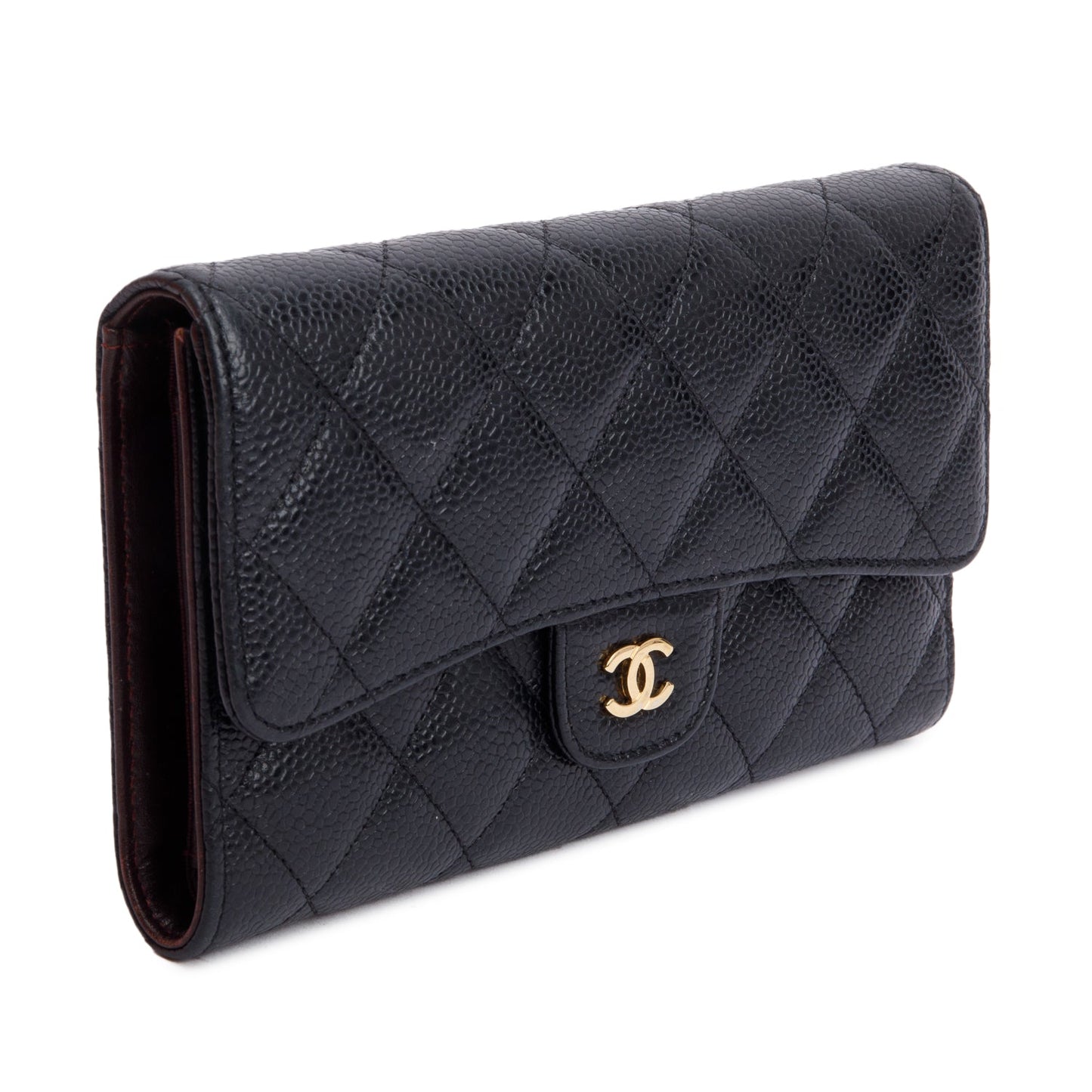 Chanel Black Caviar Leather Medium Trifold Wallet
