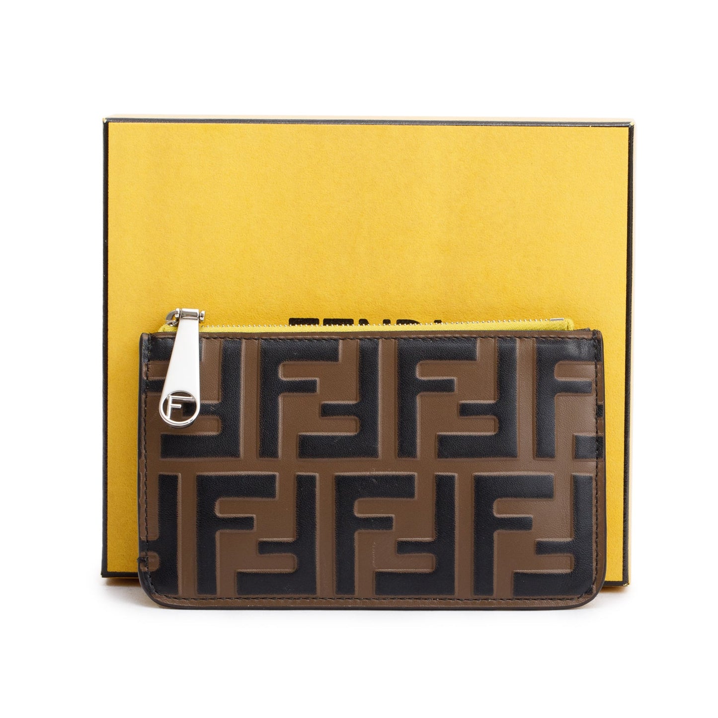 Fendi Yellow Leather Key Case Pouch