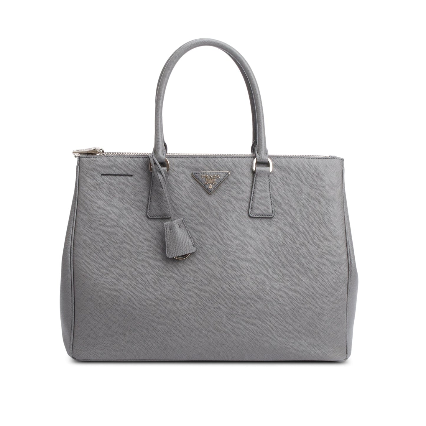 Prada Grey Saffiano Lux Large Double Zip Galleria Tote