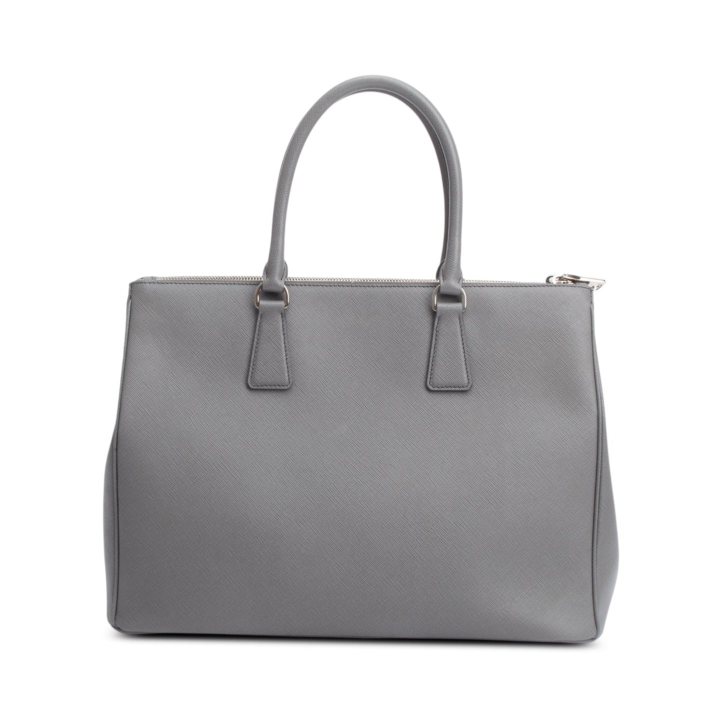 Prada Grey Saffiano Lux Large Double Zip Galleria Tote