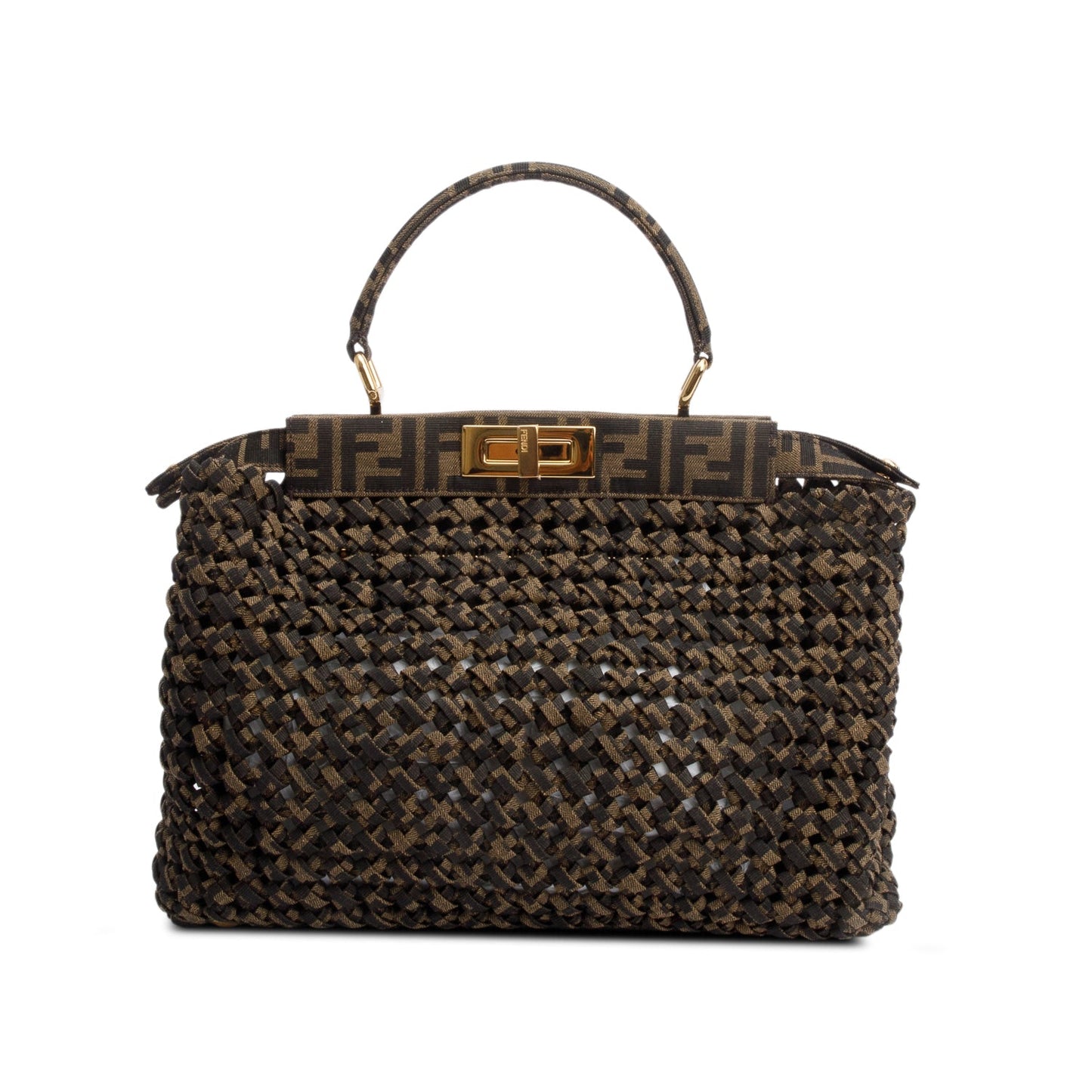 Fendi FF Zucca Woven Interlace Medium Peekaboo Bag