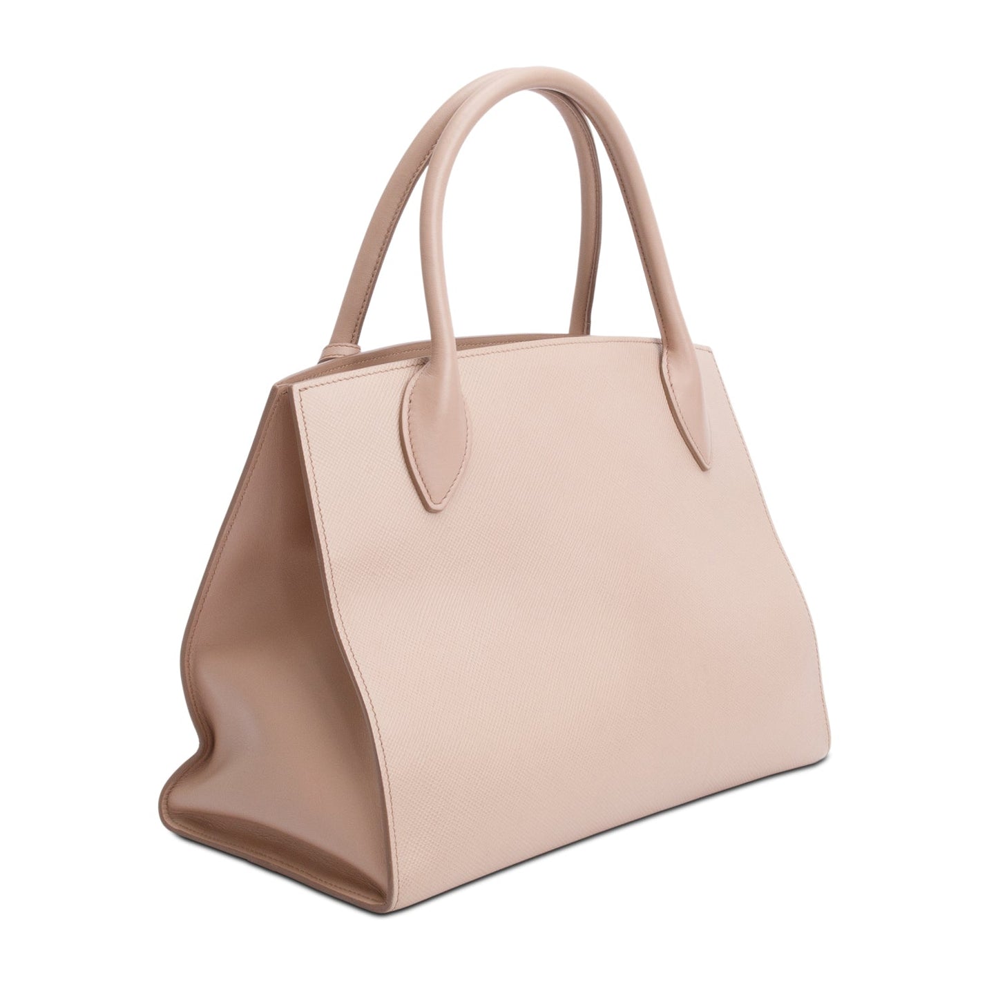 Prada Beige Saffiano Cuir Medium Monochrome Top Handle Tote