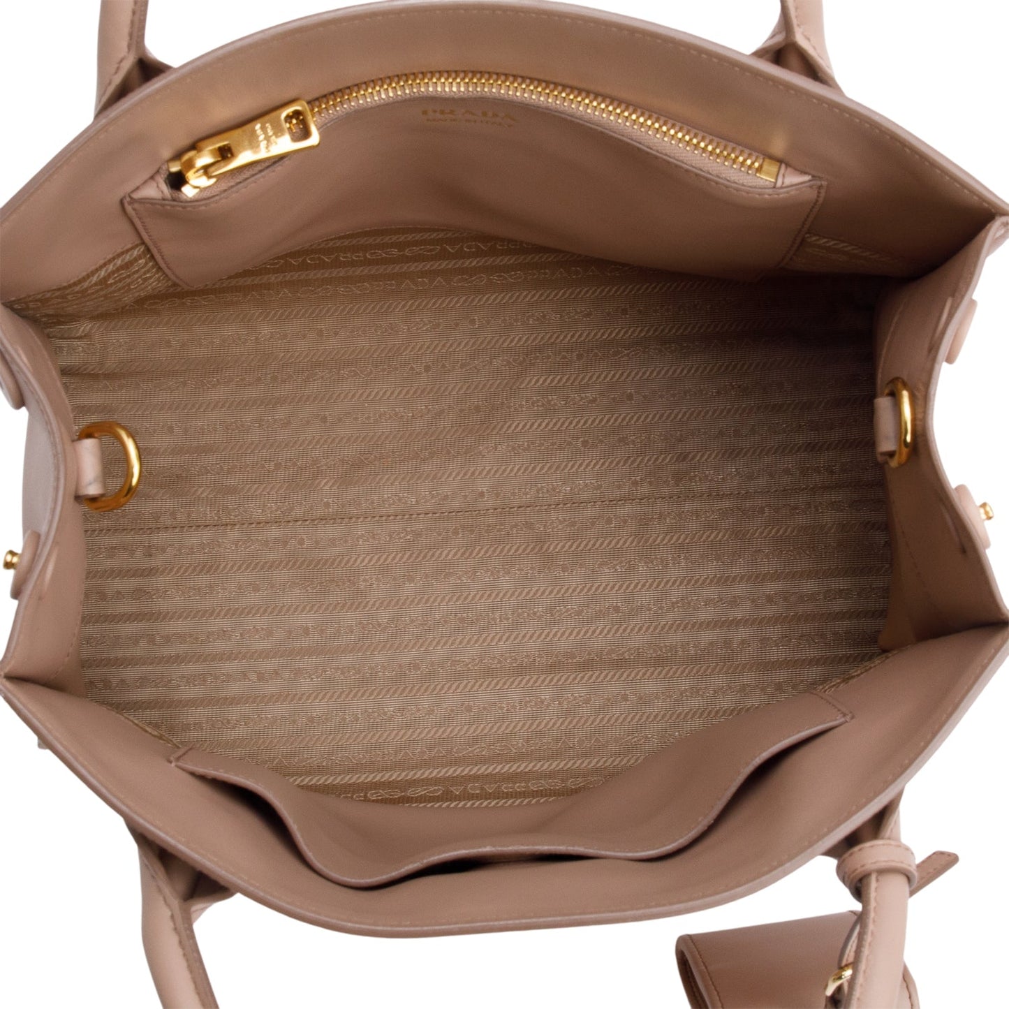 Prada Beige Saffiano Cuir Medium Monochrome Top Handle Tote