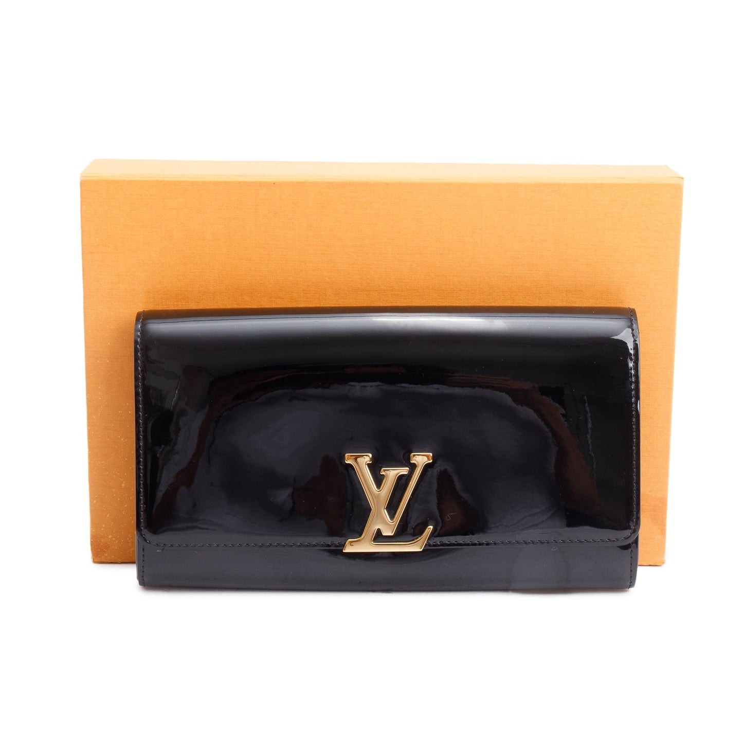 Louis Vuitton Black Vernis Signature Louise Clutch