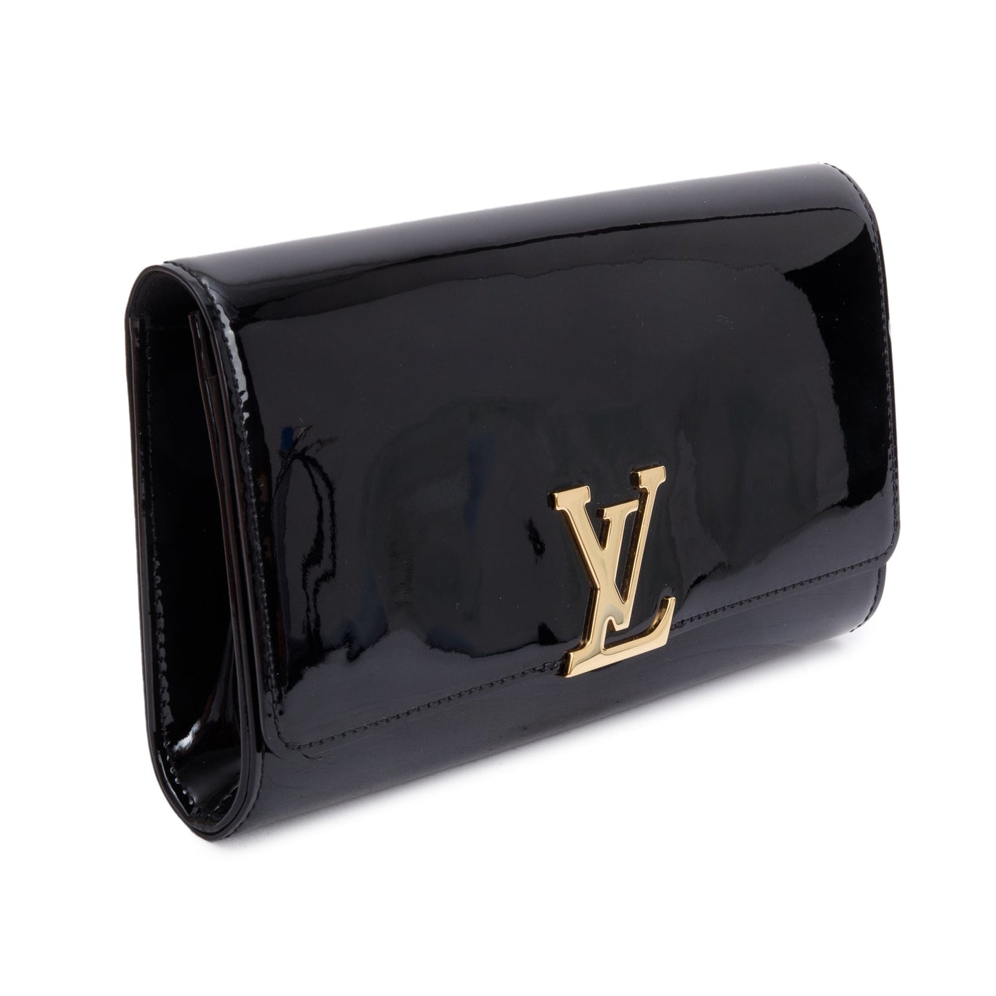 Louis Vuitton Black Vernis Signature Louise Clutch